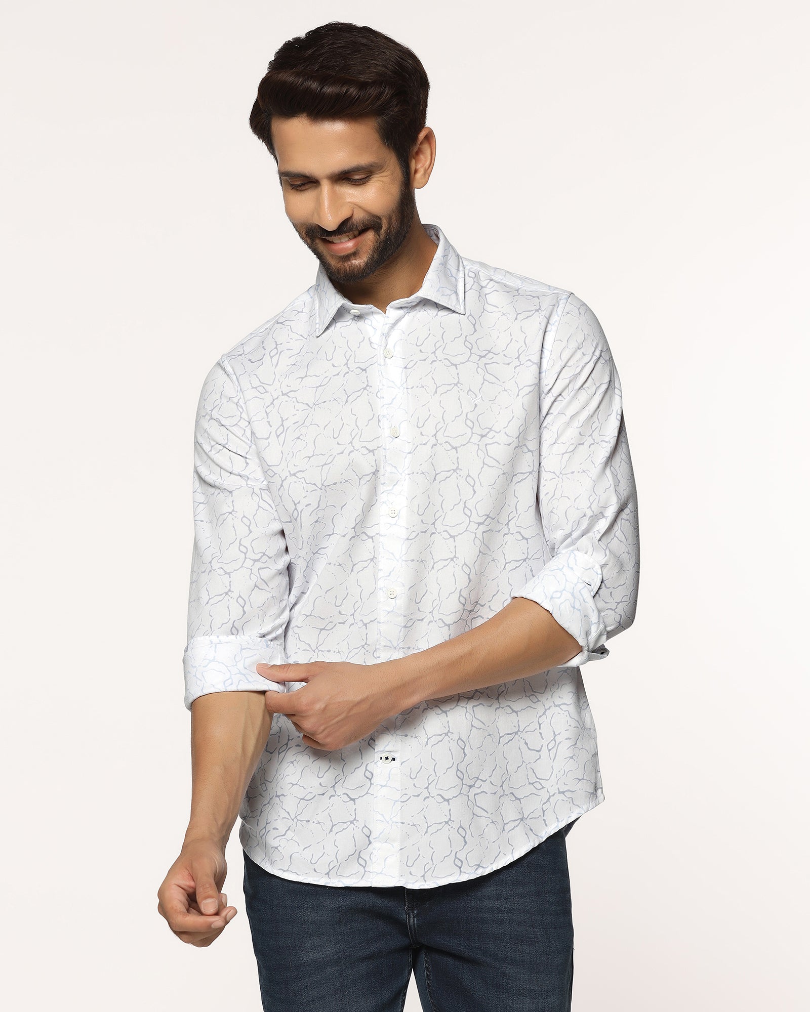 Casual White Printed Shirt - Mercer