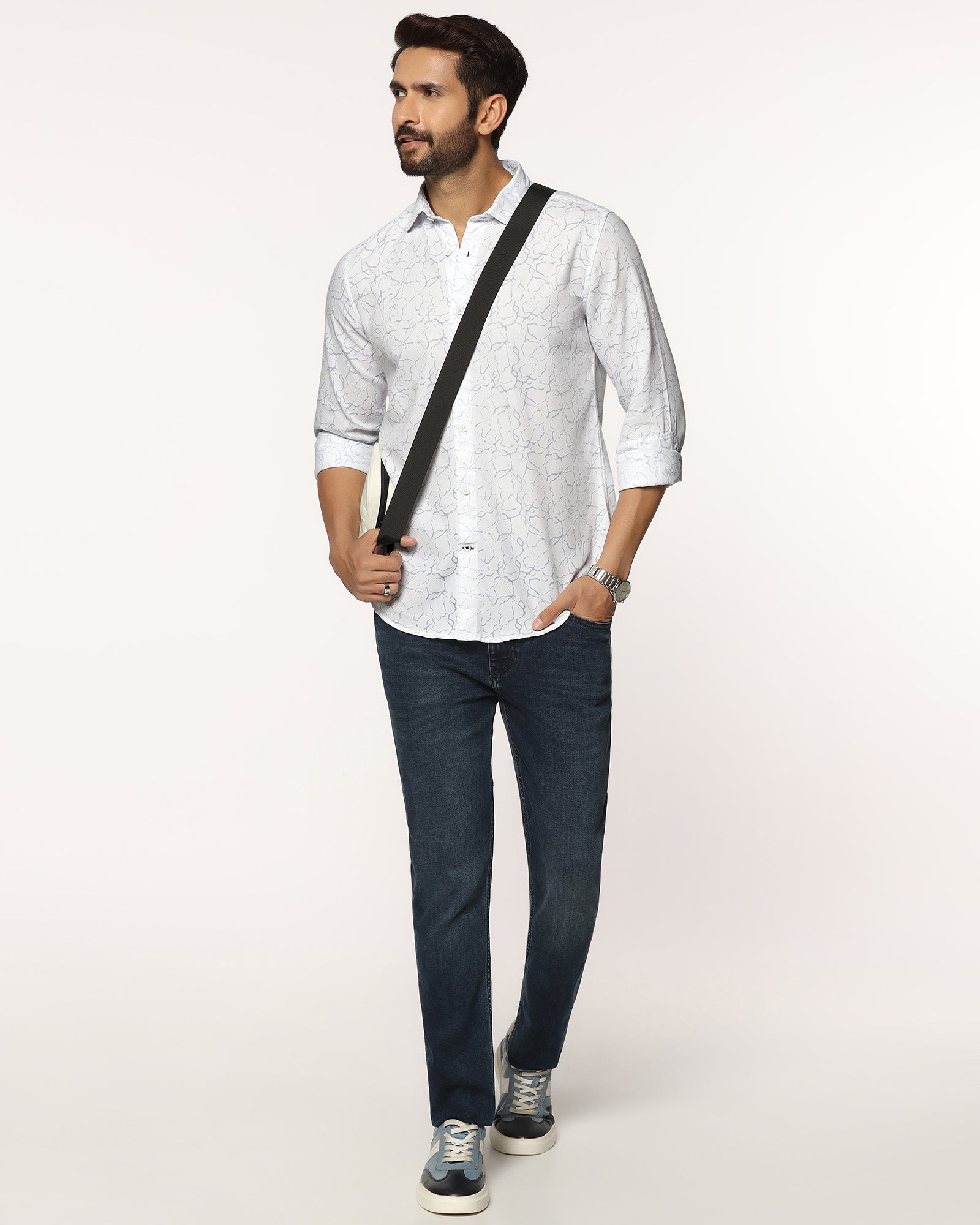 Casual White Printed Shirt - Mercer