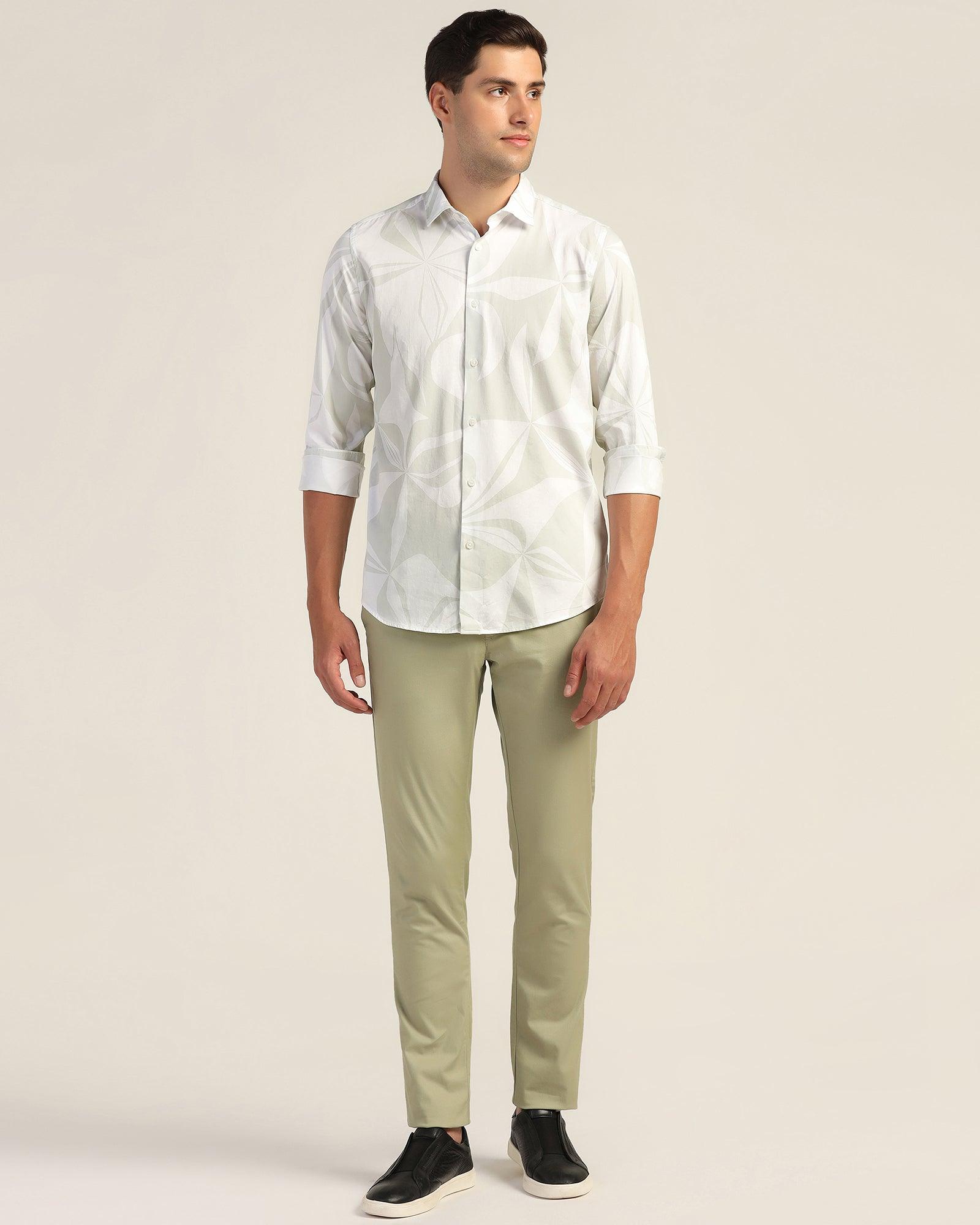 Casual White Printed Shirt - Tuna