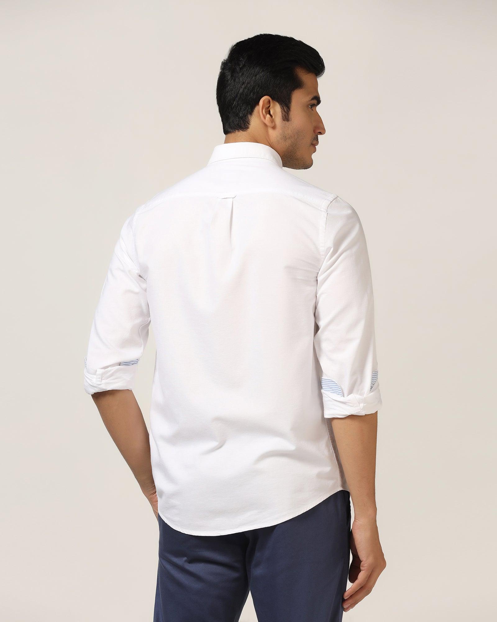 Casual White Solid Shirt - Donic - Blackberrys