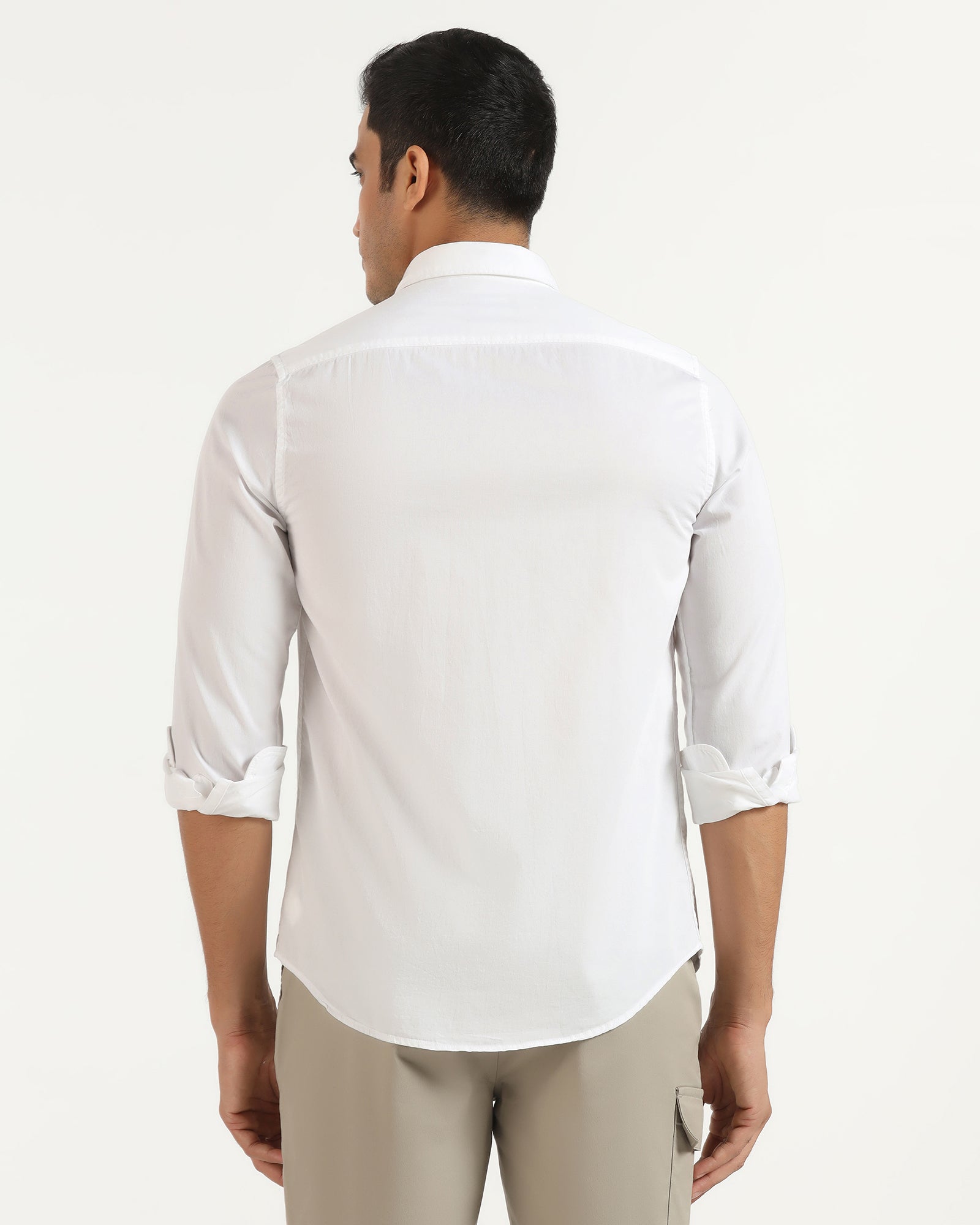 Casual White Solid Shirt - Juro
