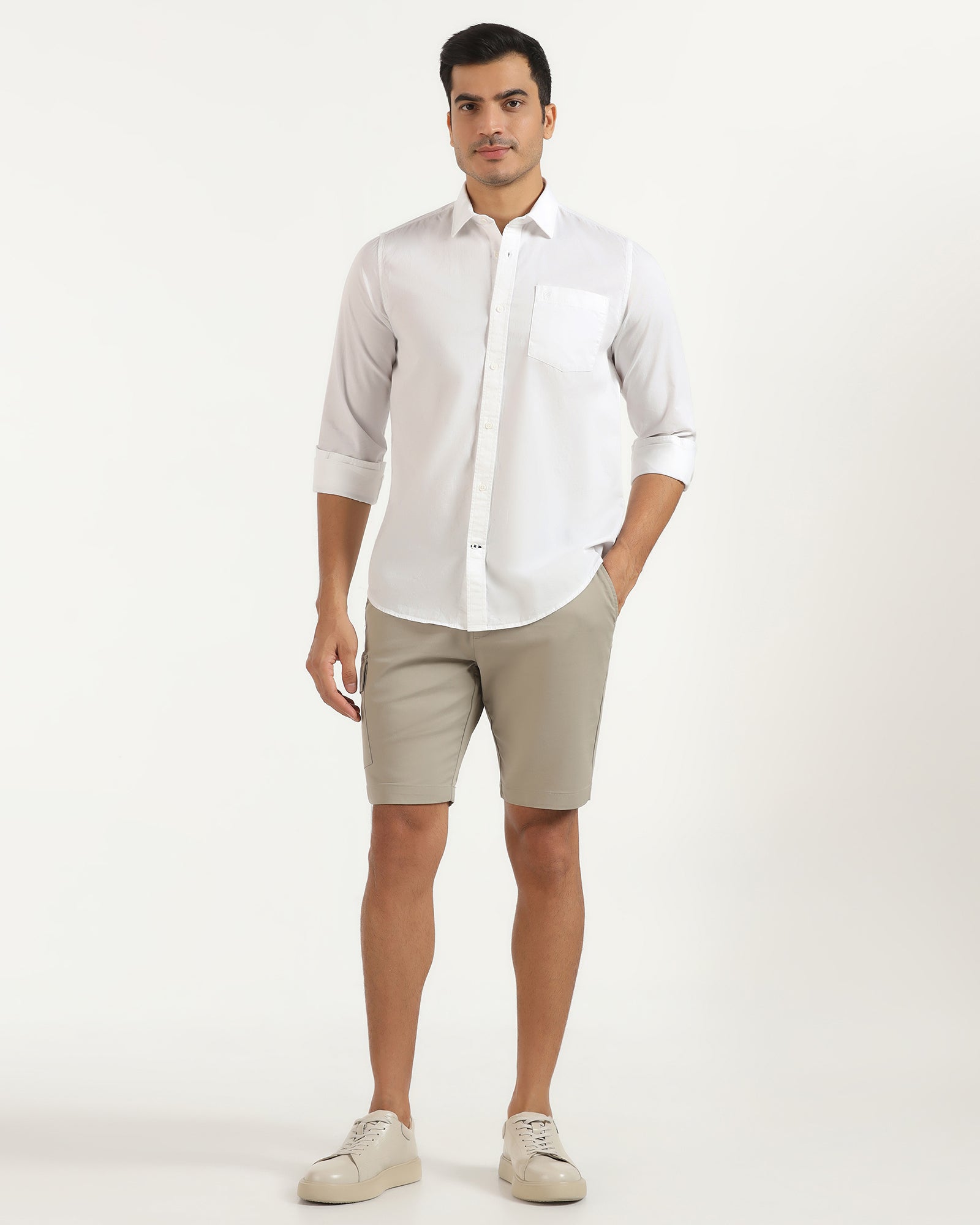 Casual White Solid Shirt - Juro