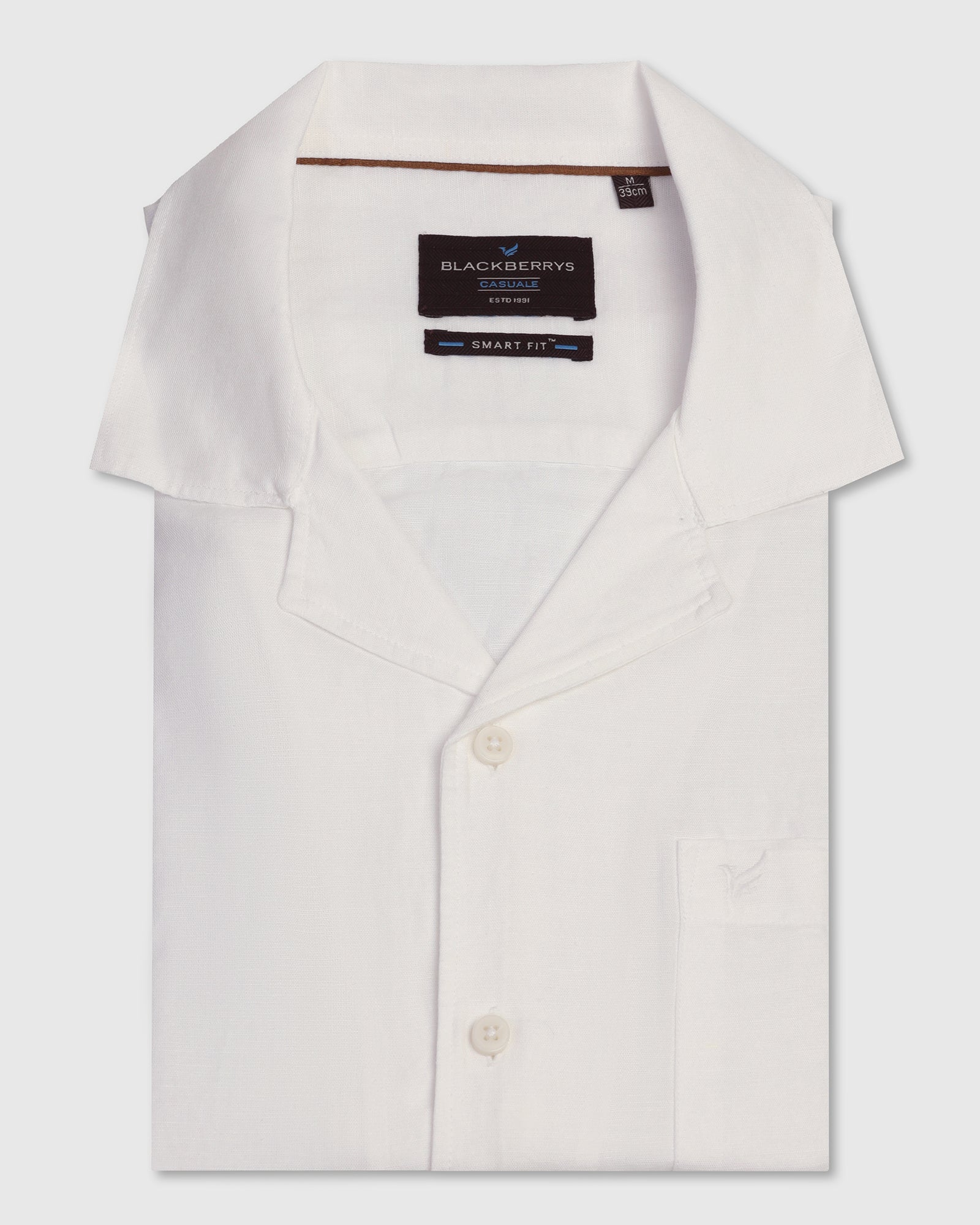 Casual Half Sleeve White Solid Shirt - Maison
