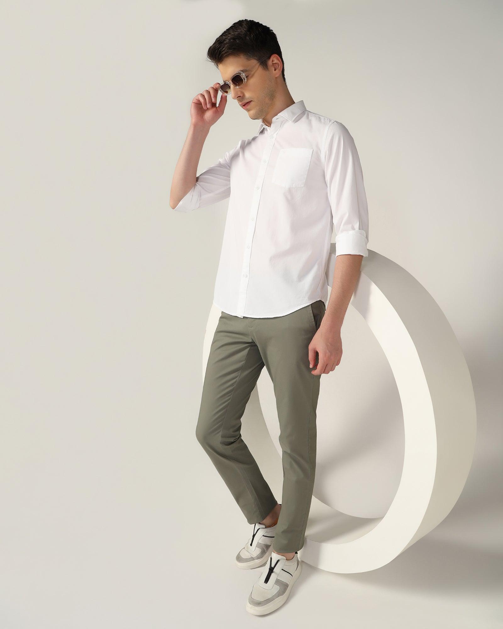 Casual White Solid Shirt - Mandy - Blackberrys