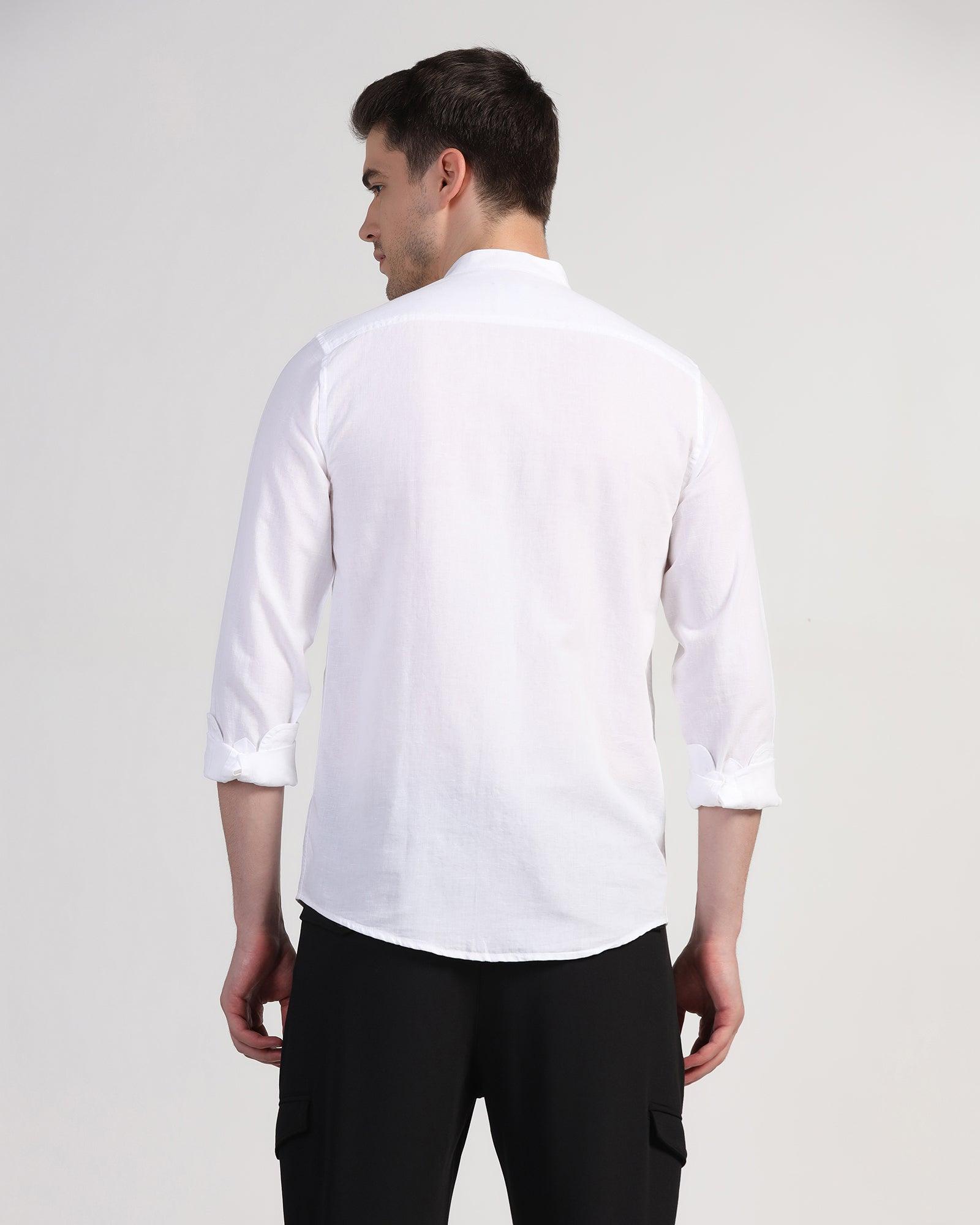Casual White Solid Shirt - Perry - Blackberrys
