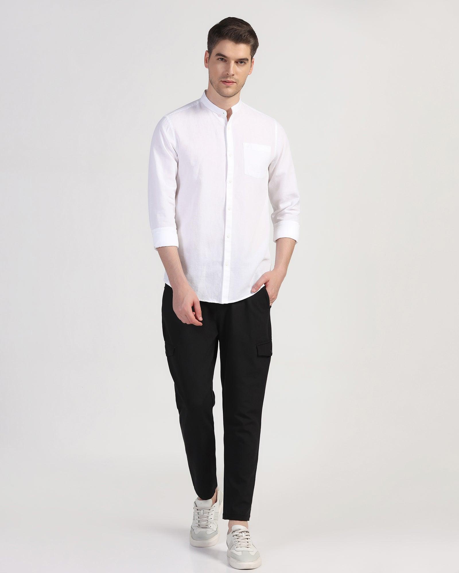 Casual White Solid Shirt - Perry - Blackberrys