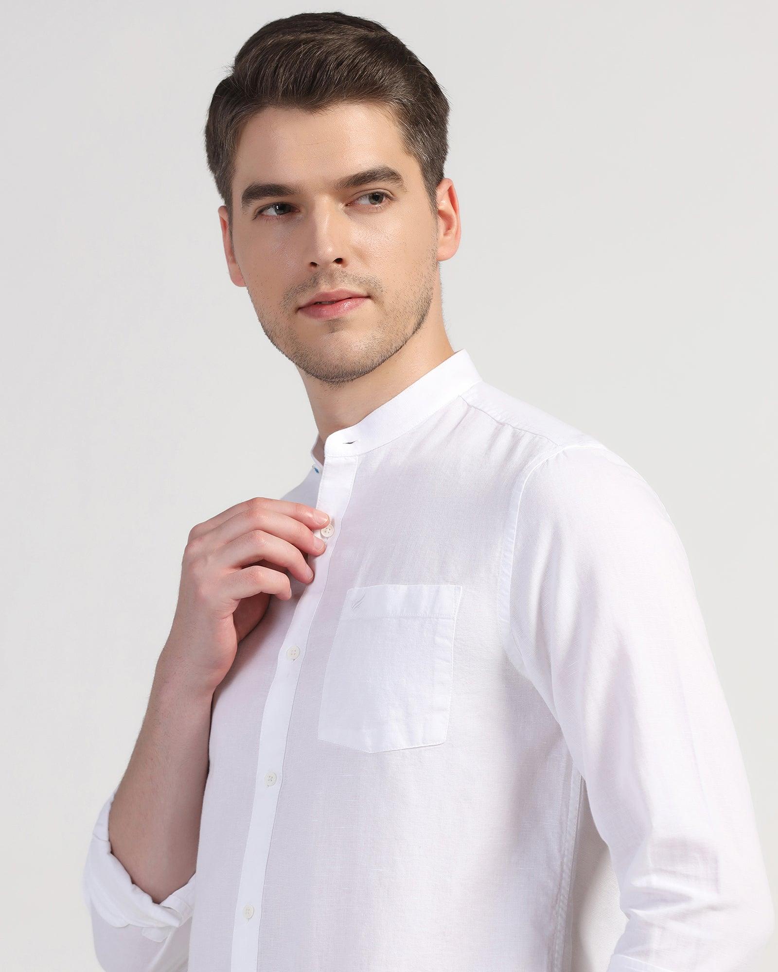 Casual White Solid Shirt - Perry - Blackberrys