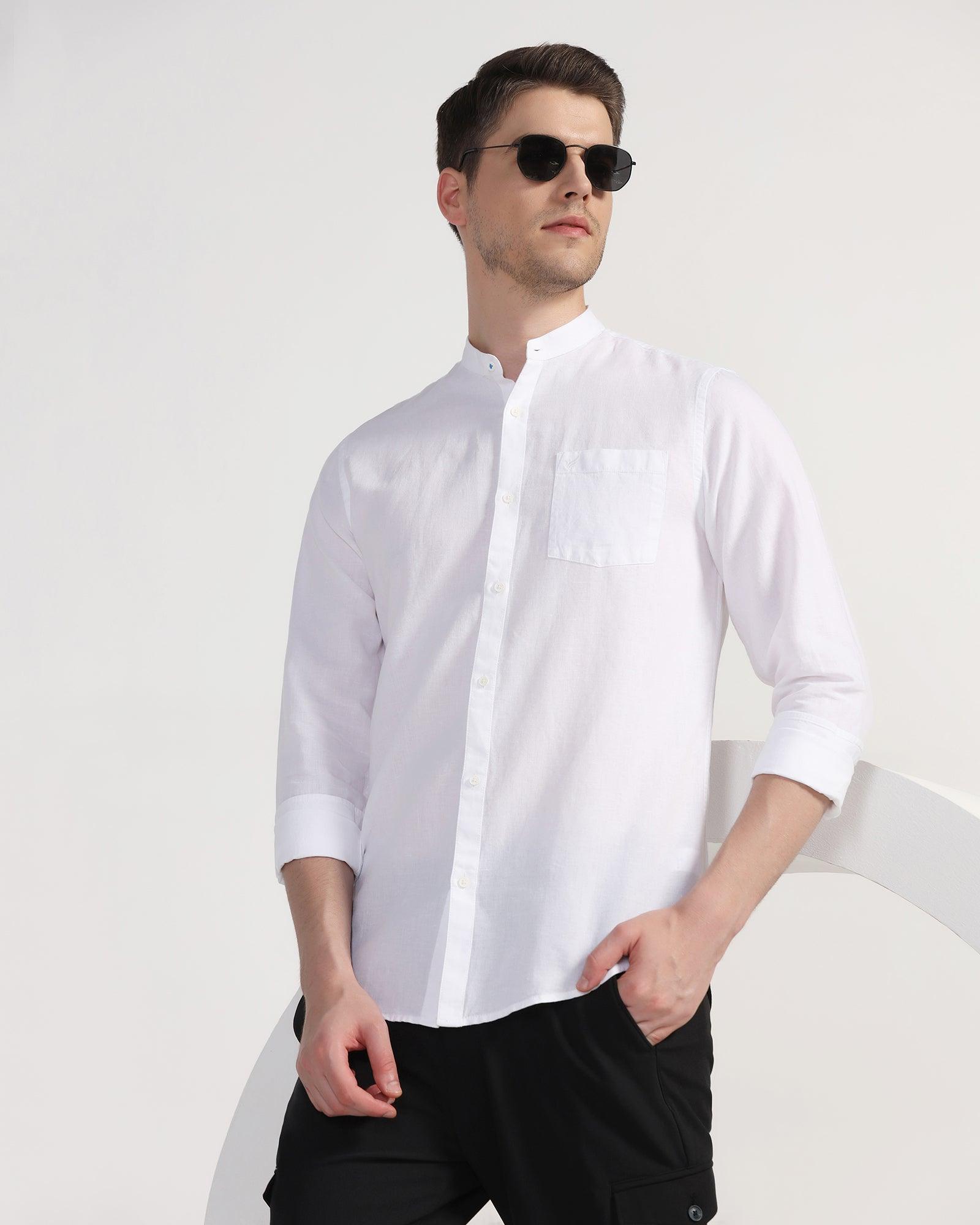 Casual White Solid Shirt - Perry - Blackberrys