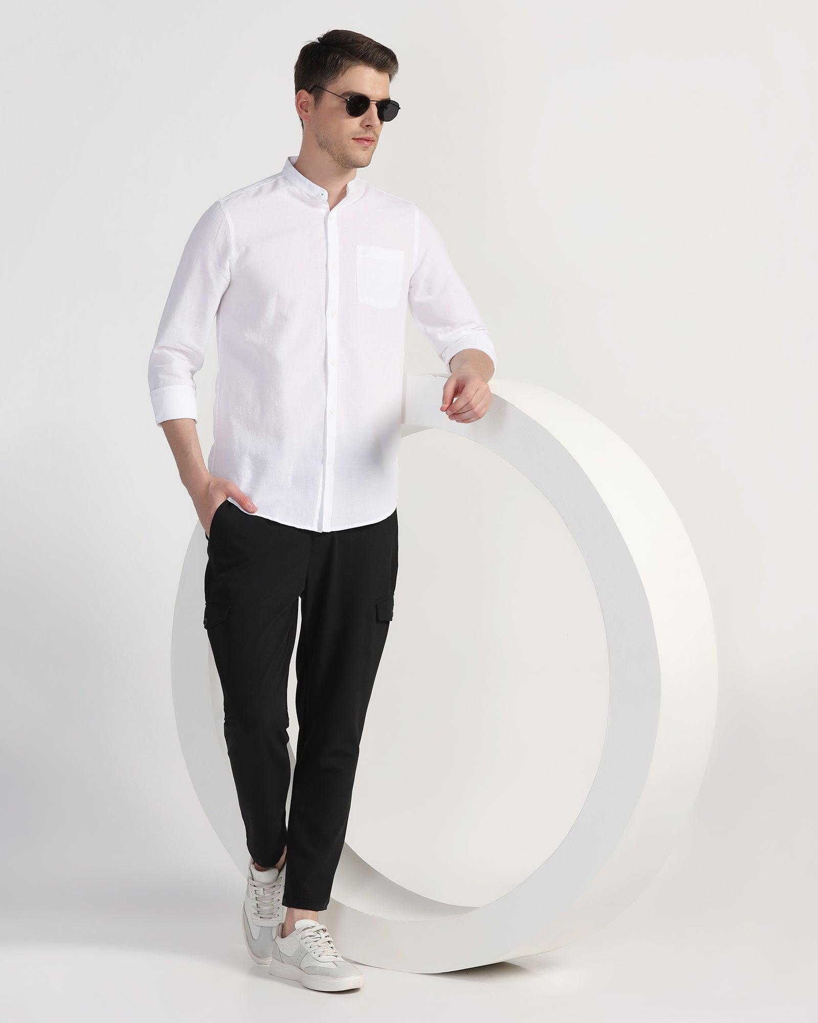 Casual White Solid Shirt - Perry - Blackberrys