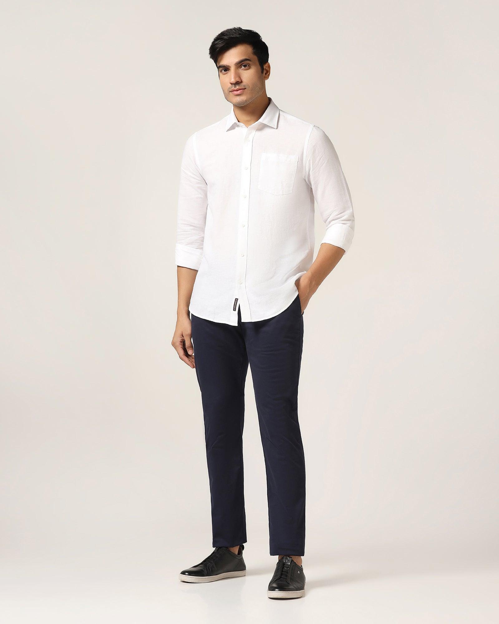 Casual White Solid Shirt - Salmon - Blackberrys