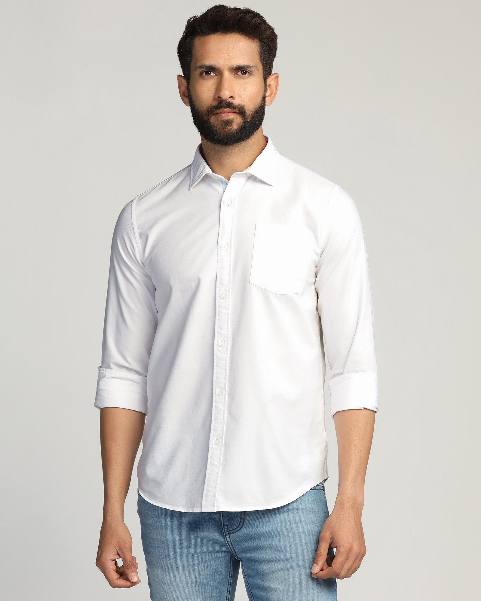 Casual White Solid Shirt - Solly