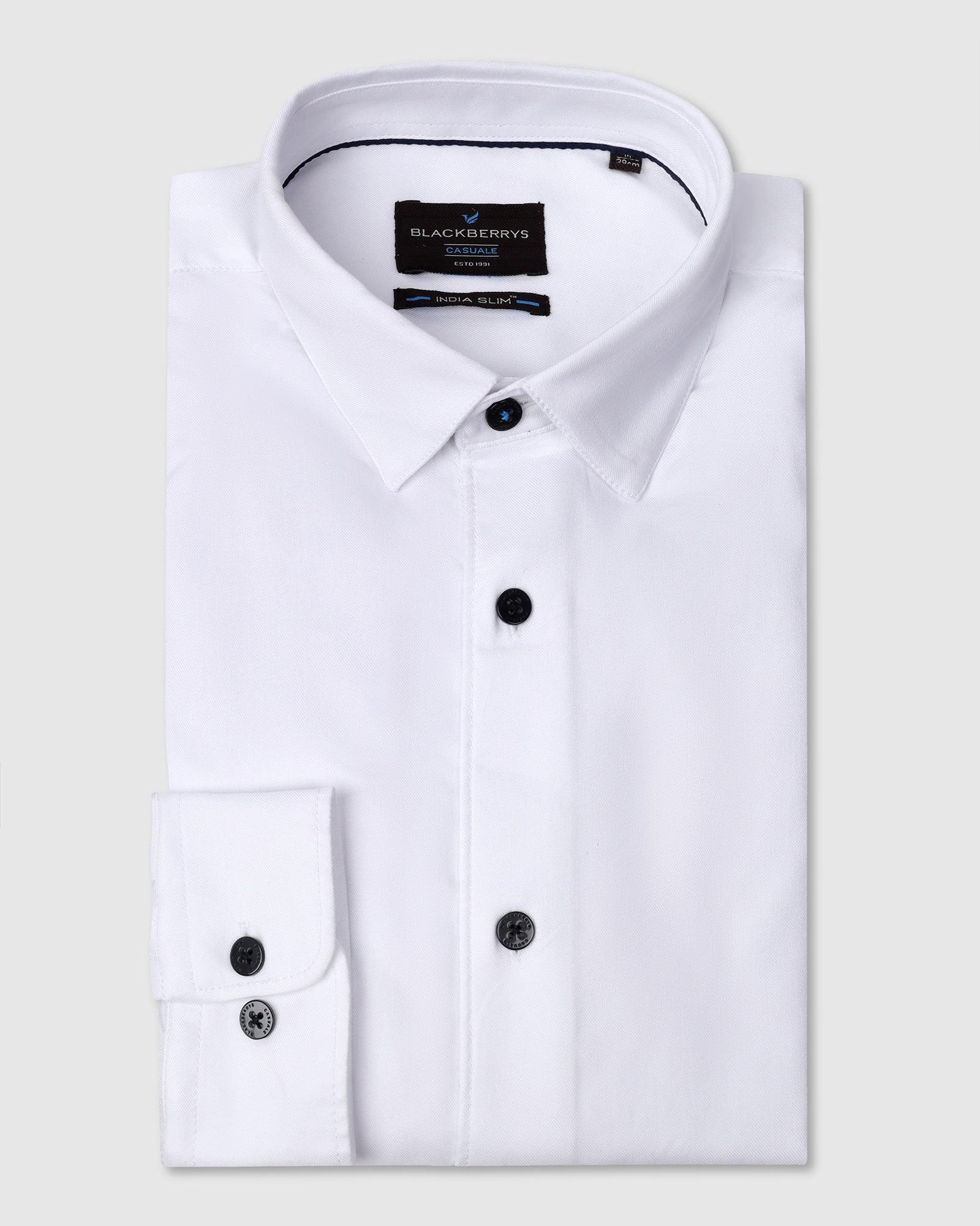 Casual White Solid Shirt - Sula - Blackberrys