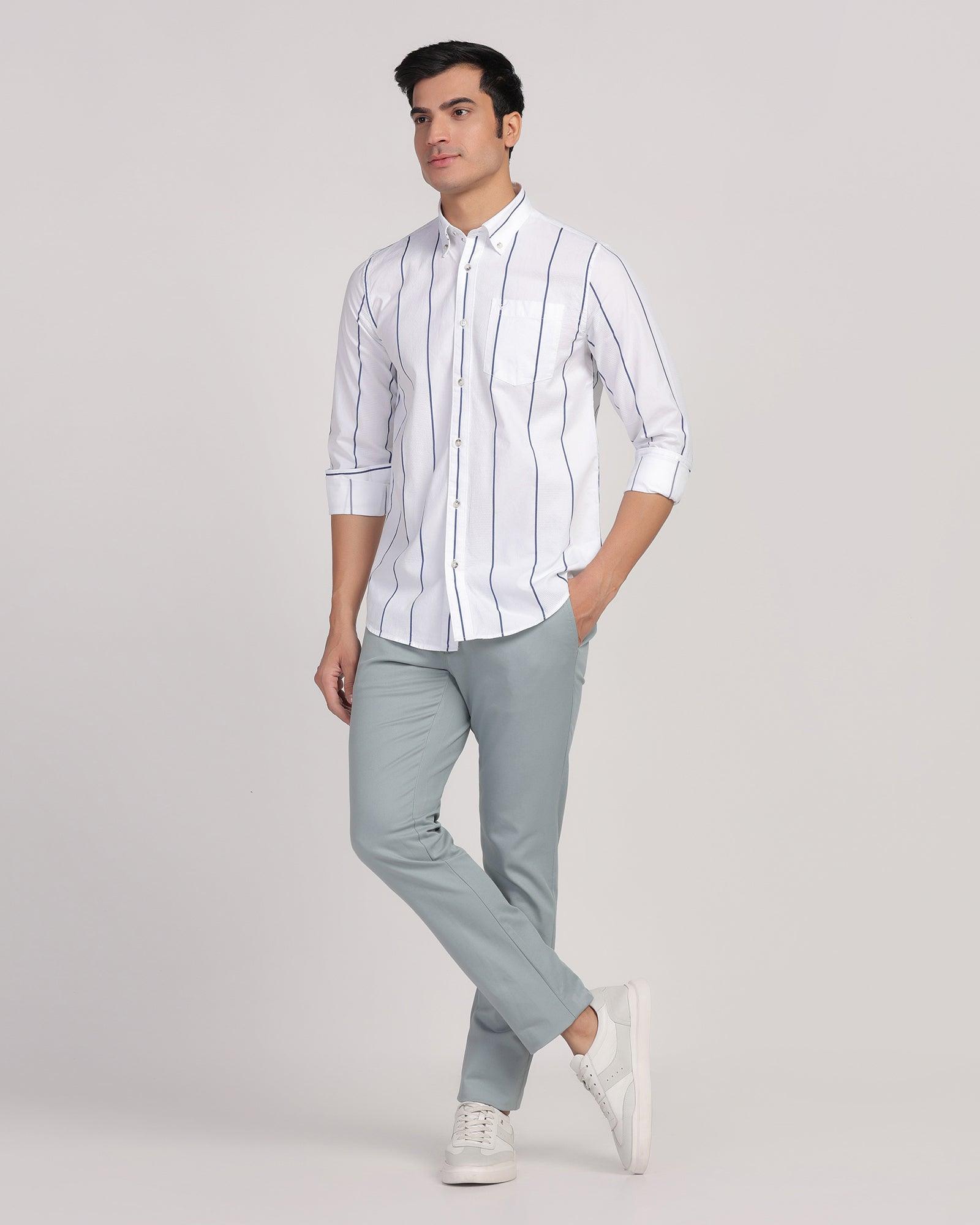 Casual White Stripe Shirt - Dustin - Blackberrys