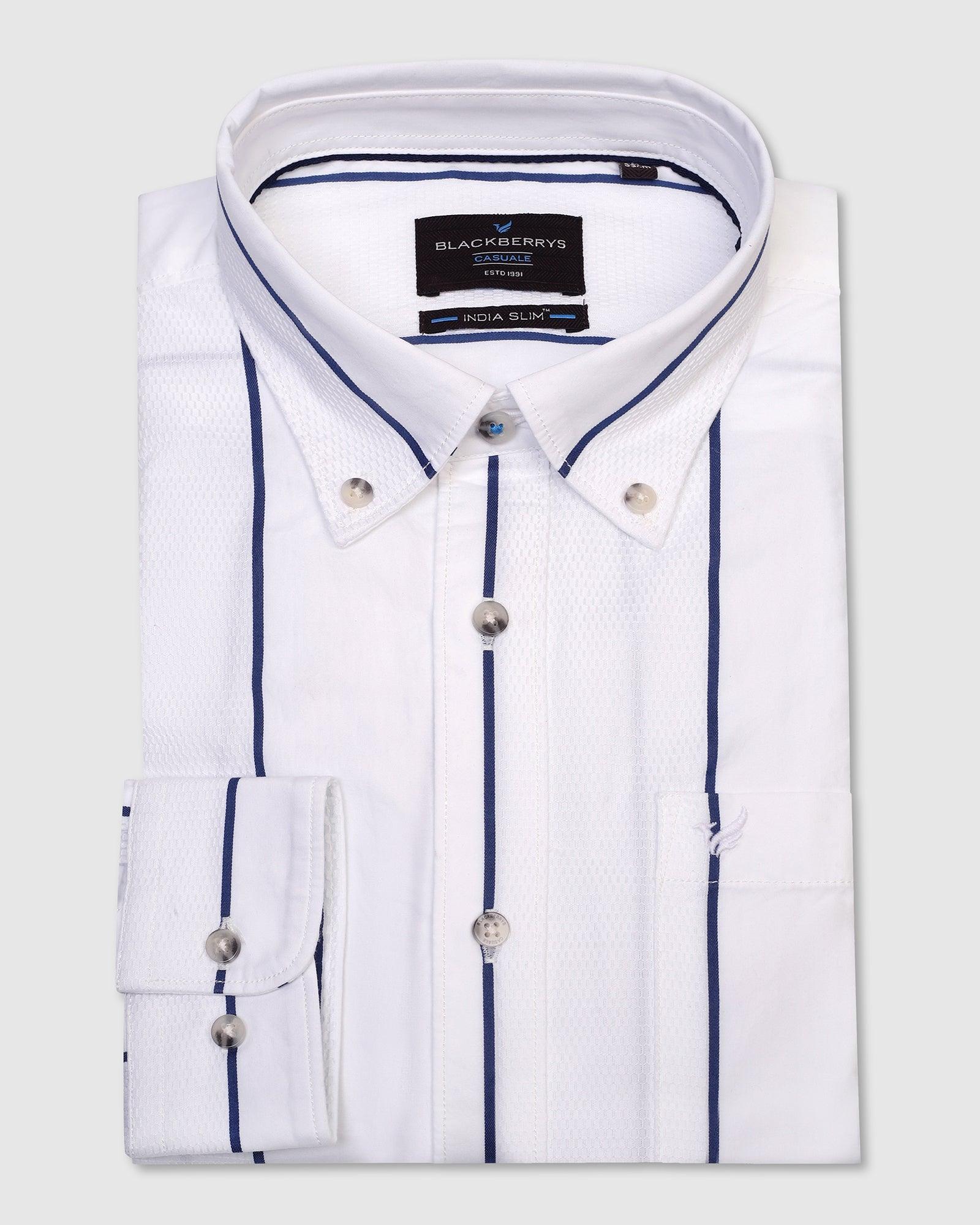 Casual White Stripe Shirt - Dustin - Blackberrys