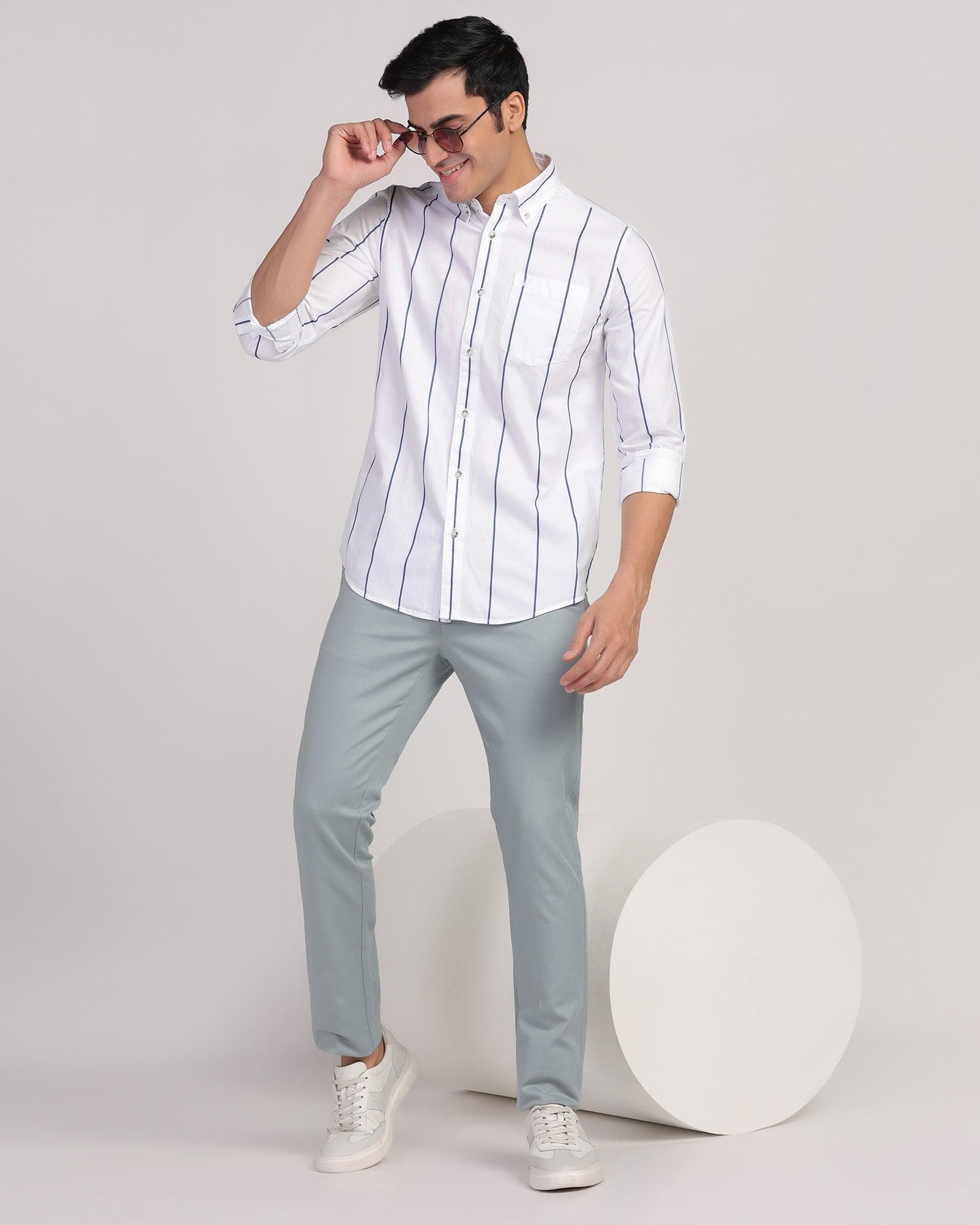 Casual White Stripe Shirt - Dustin - Blackberrys