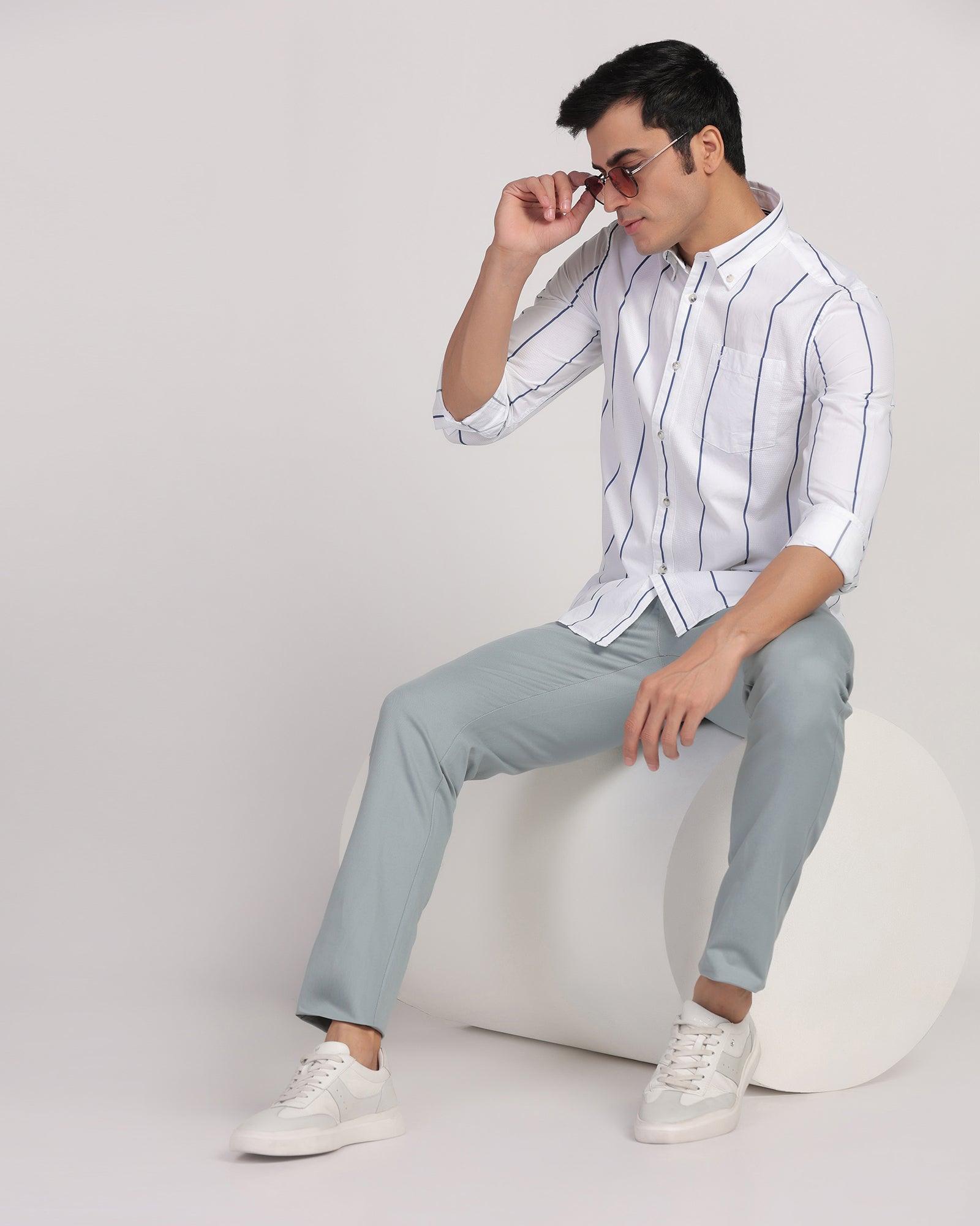 Casual White Stripe Shirt - Dustin - Blackberrys