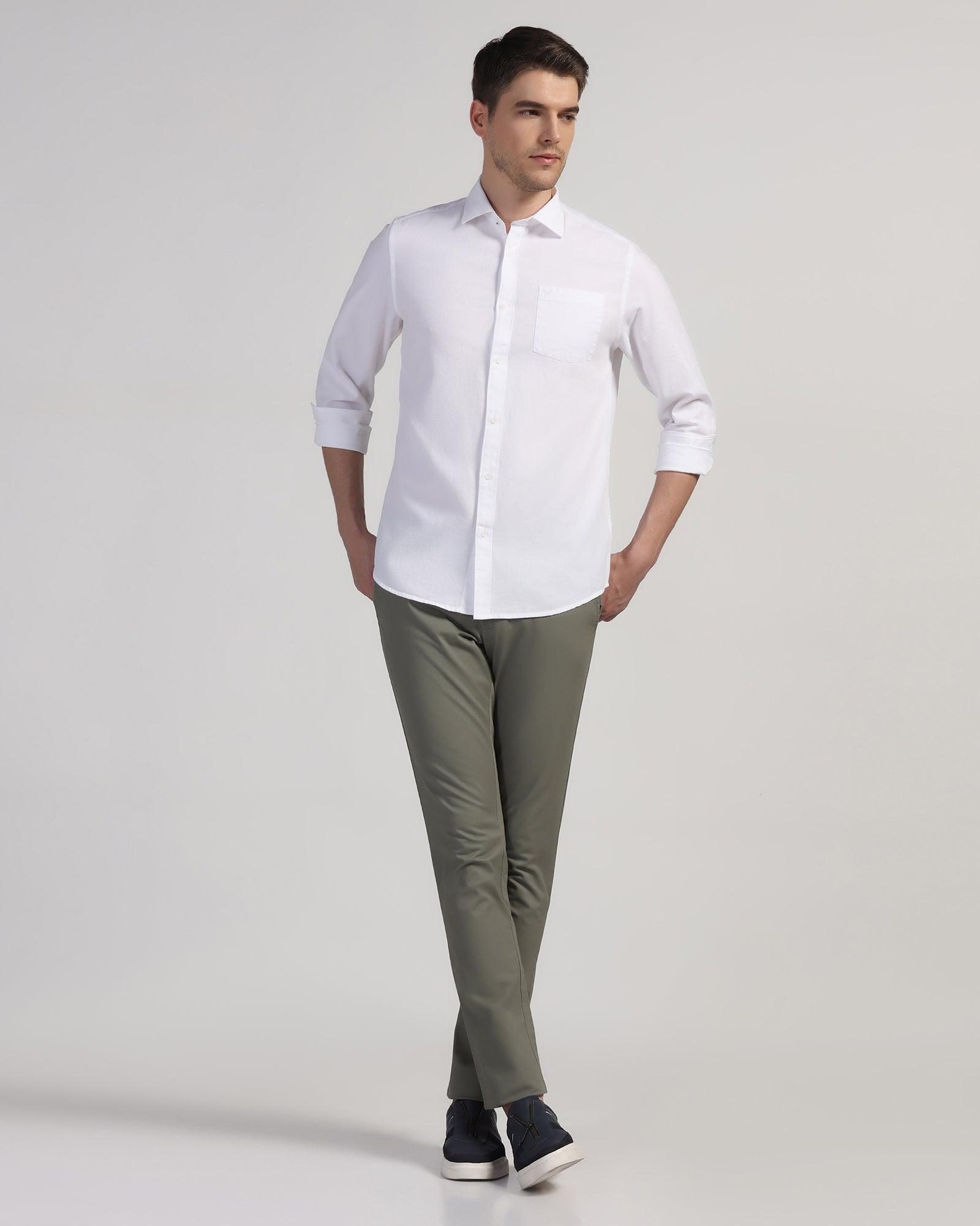 Casual White Textured Shirt - Colt - Blackberrys
