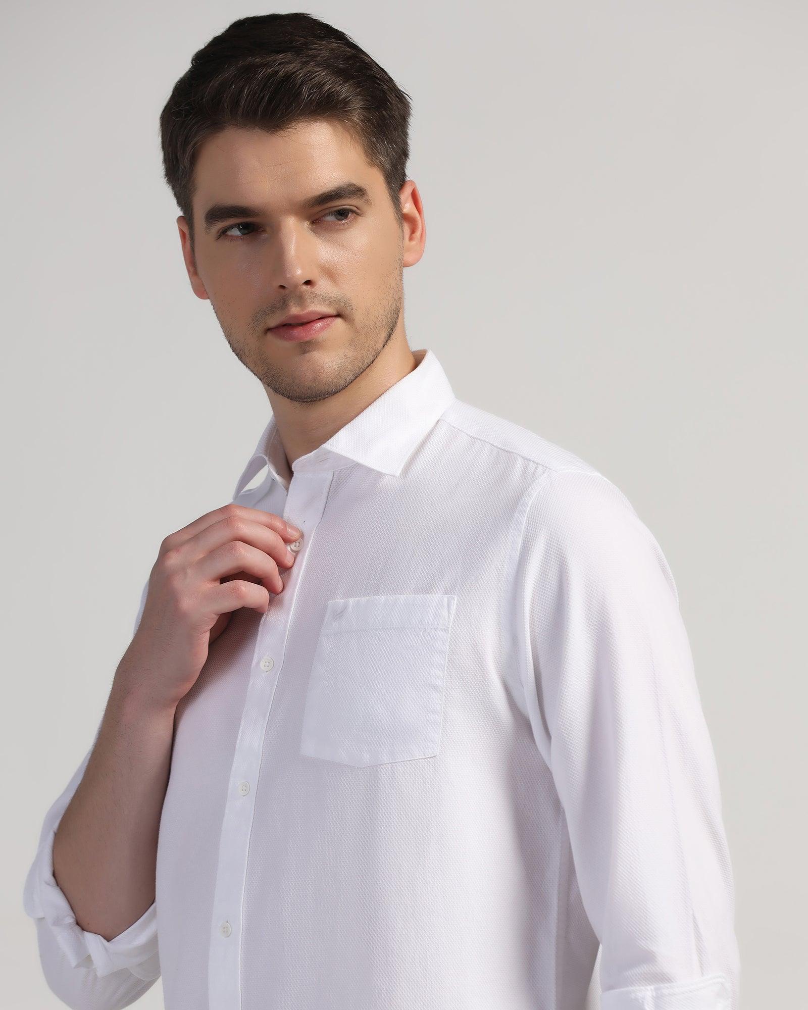 Casual White Textured Shirt - Colt - Blackberrys