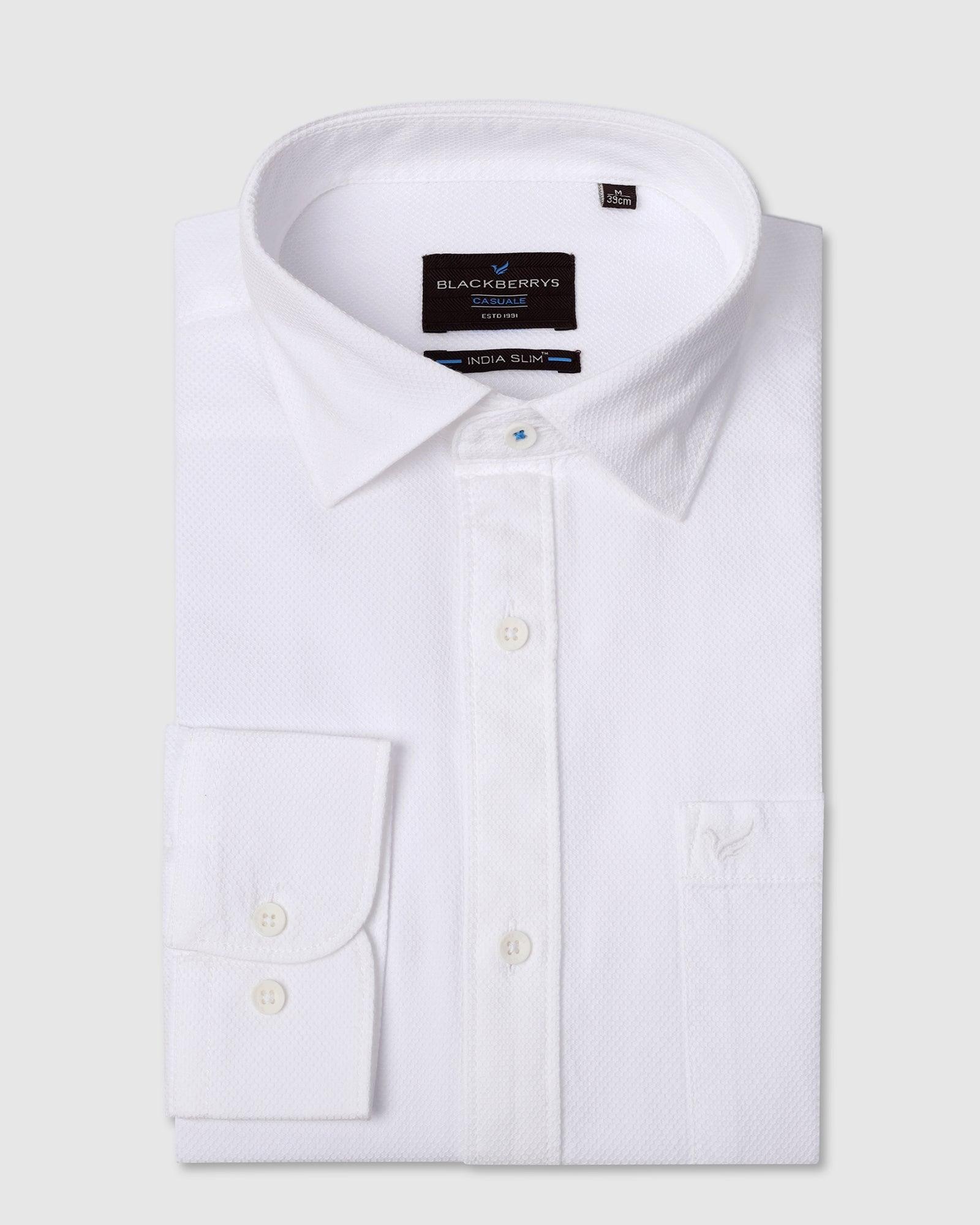 Casual White Textured Shirt - Colt - Blackberrys