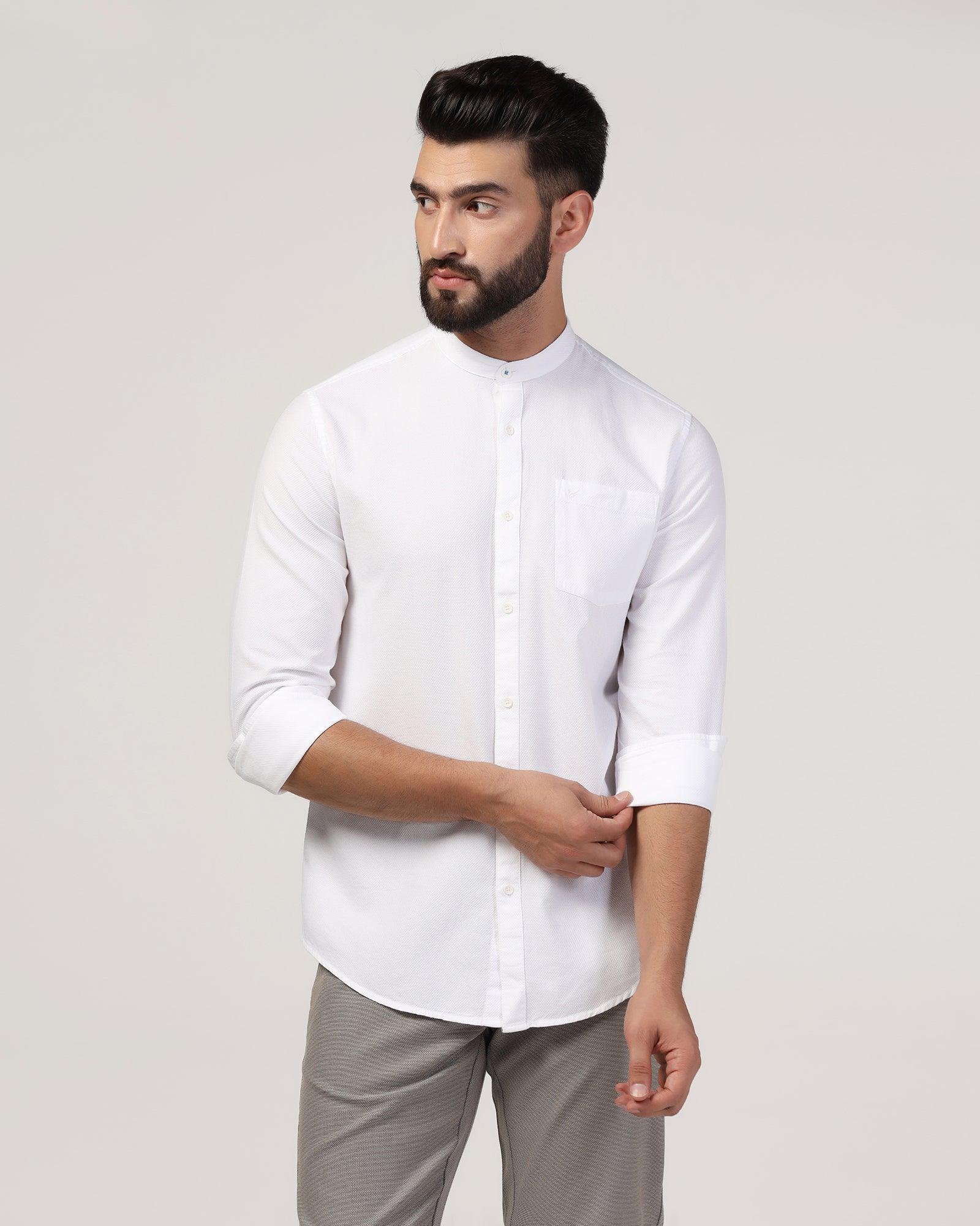 Casual White Textured Shirt - Jolt - Blackberrys