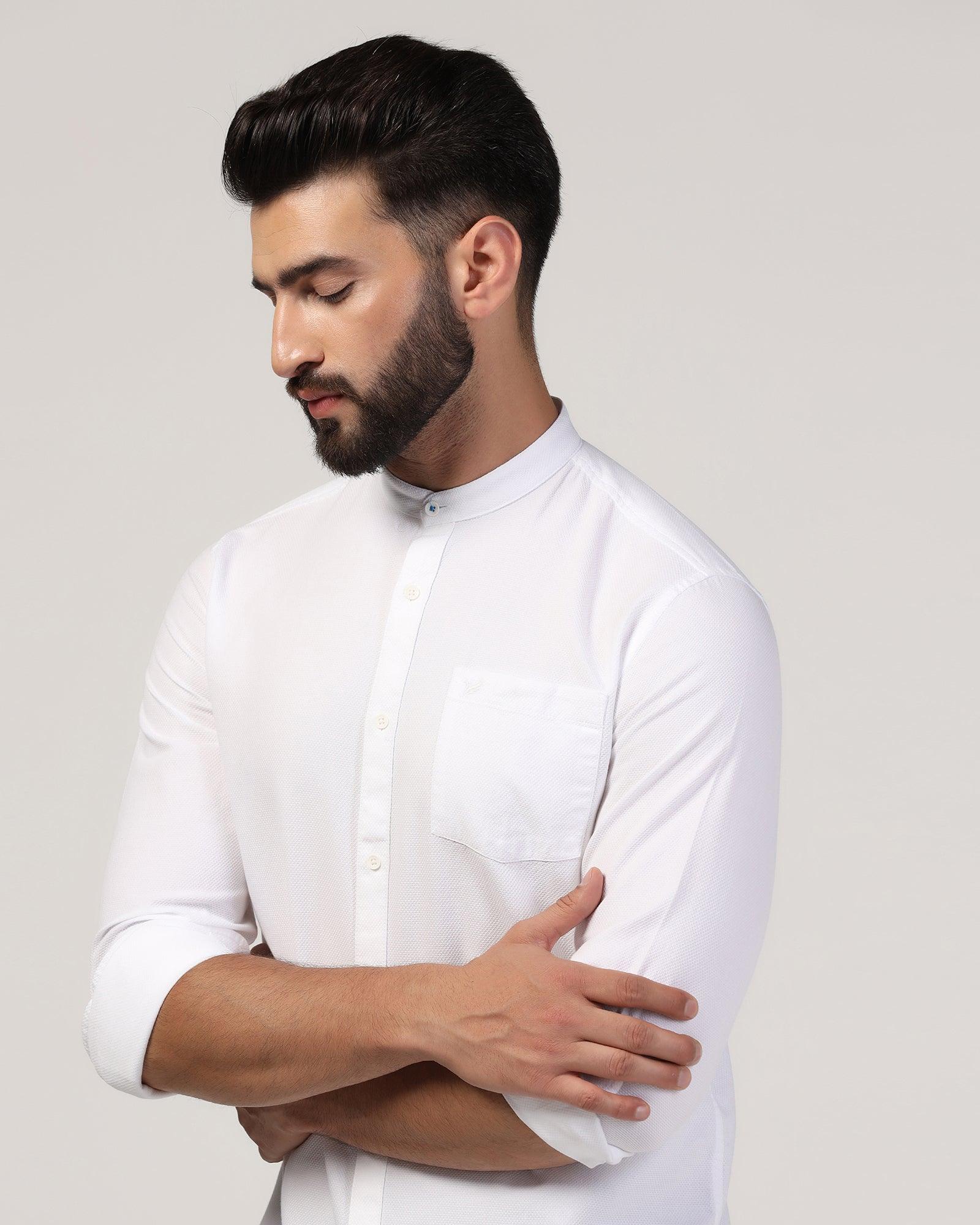 Casual White Textured Shirt - Jolt - Blackberrys