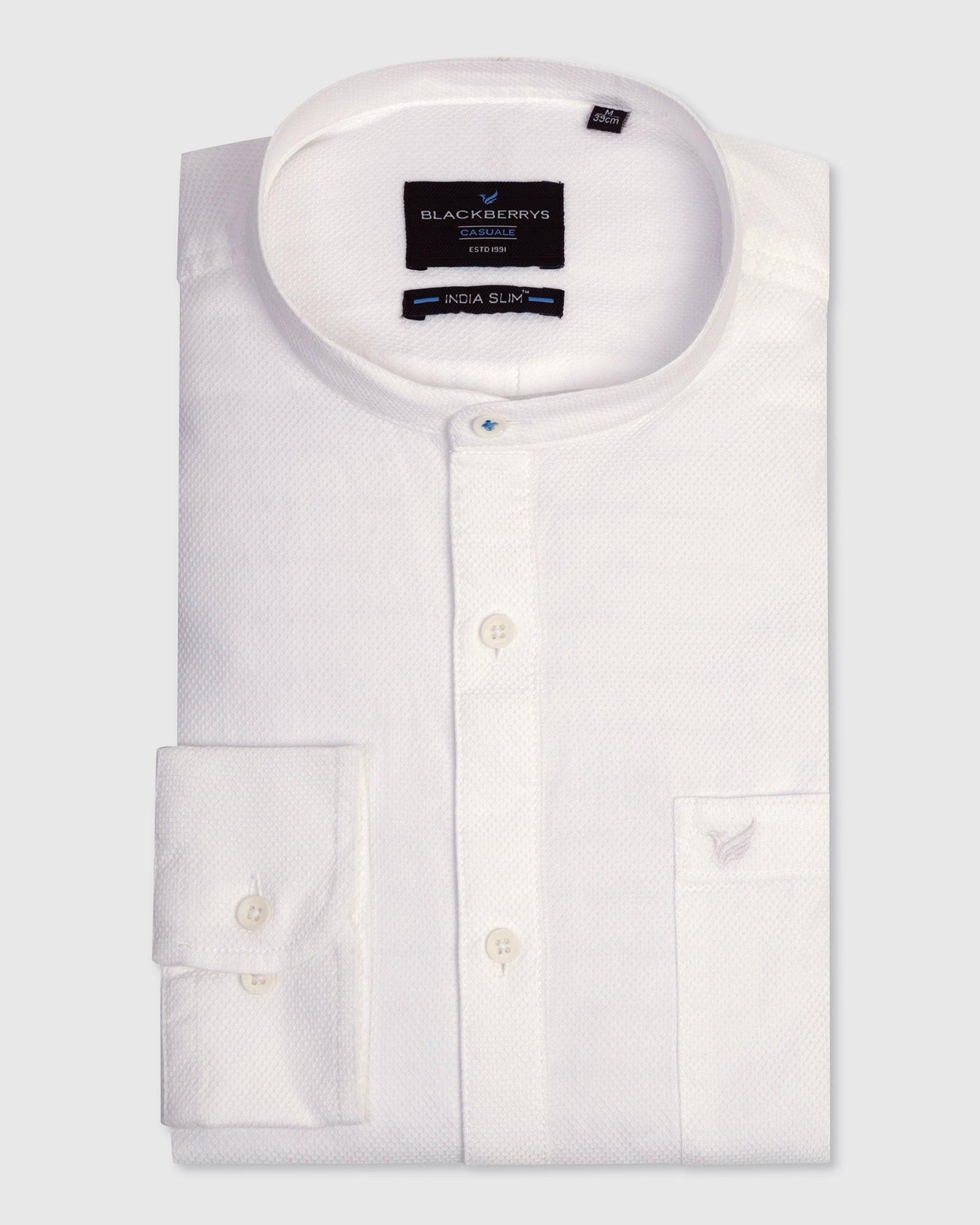 Casual White Textured Shirt - Jolt - Blackberrys