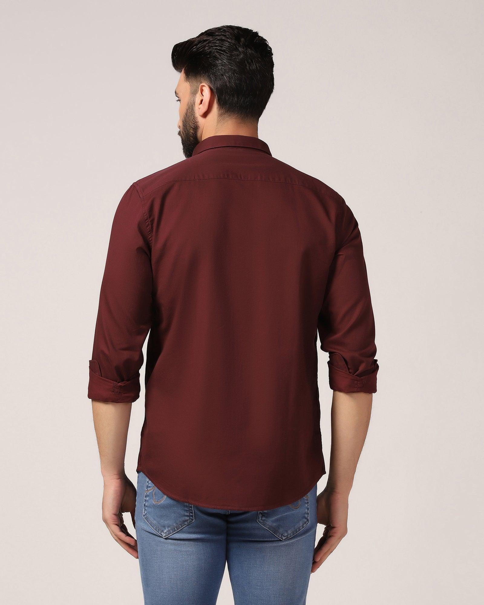 Casual Wine Textured Shirt - Port - Blackberrys