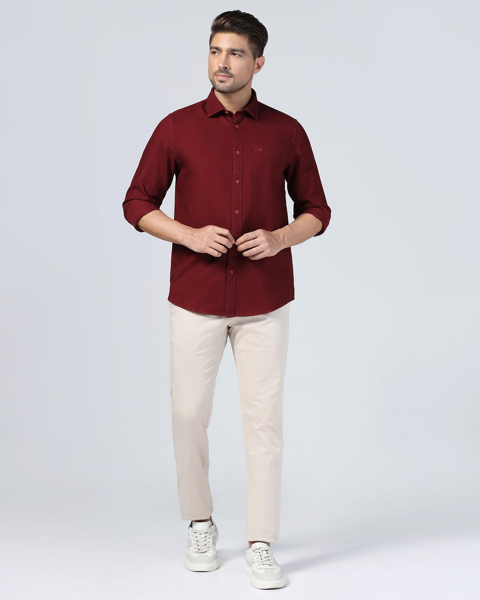 Casual Wine Textured Shirt - Caty