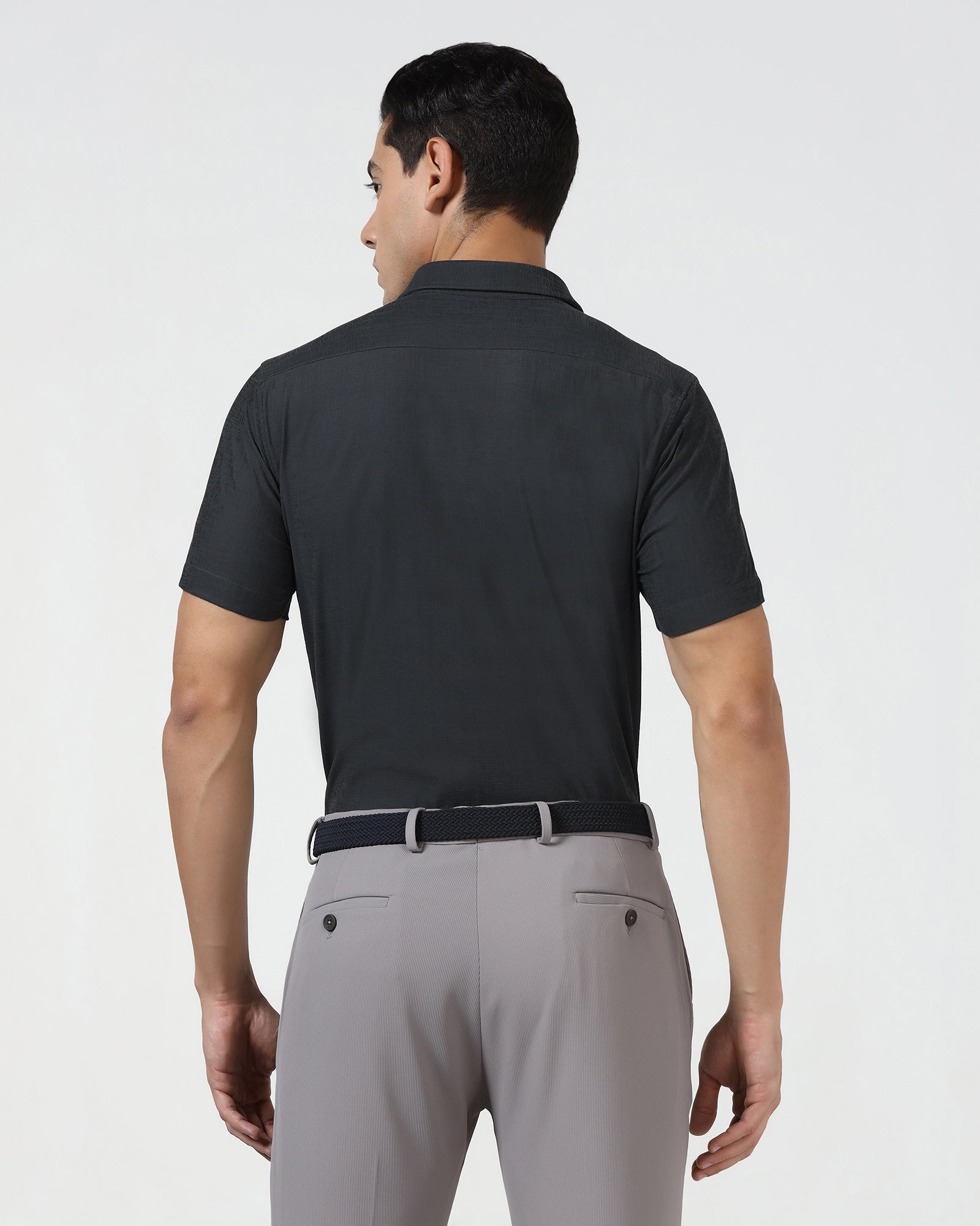 Charcoal Half Sleeve TechPro Jacquard Shirt - Cruise