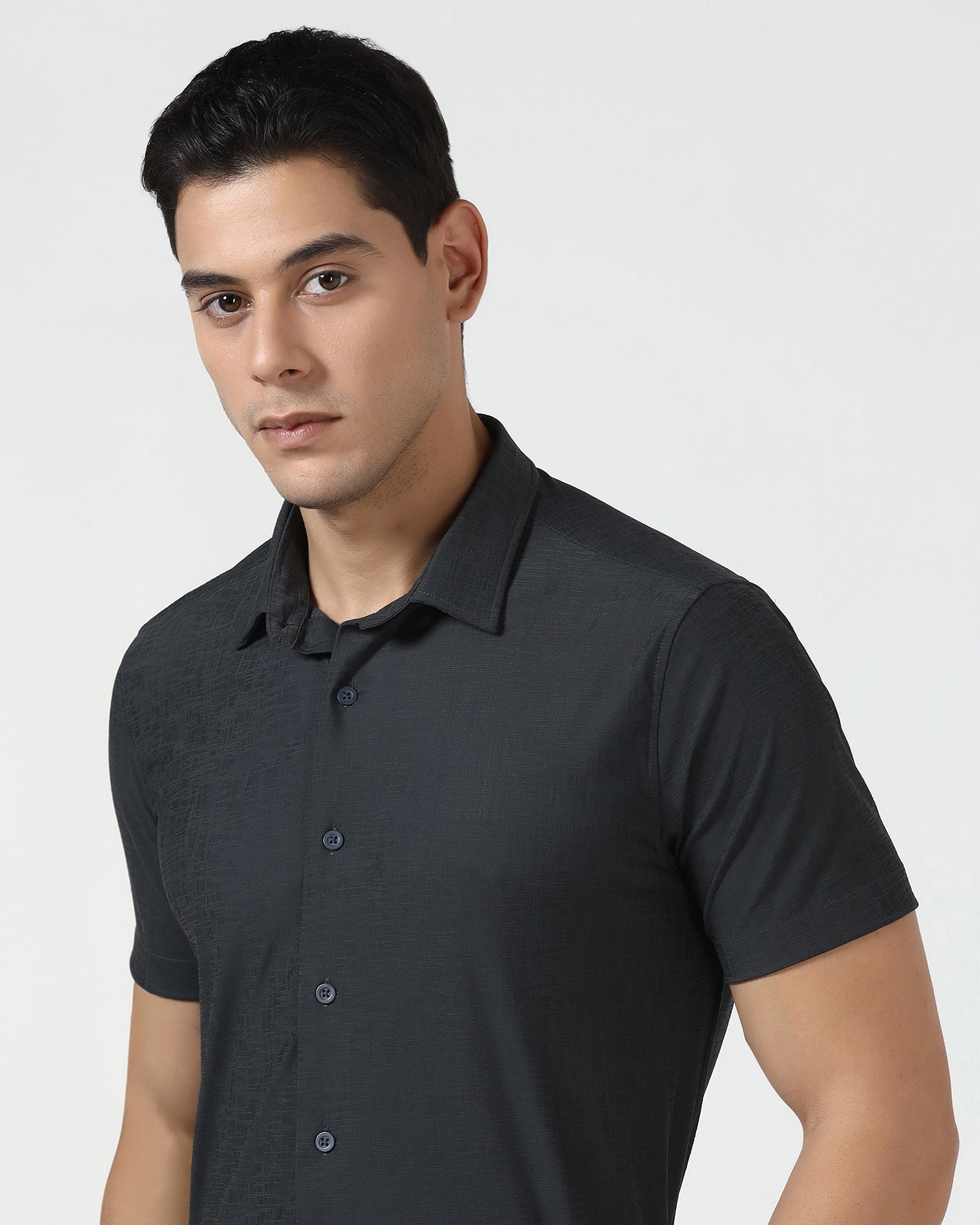 Charcoal Half Sleeve TechPro Jacquard Shirt - Cruise