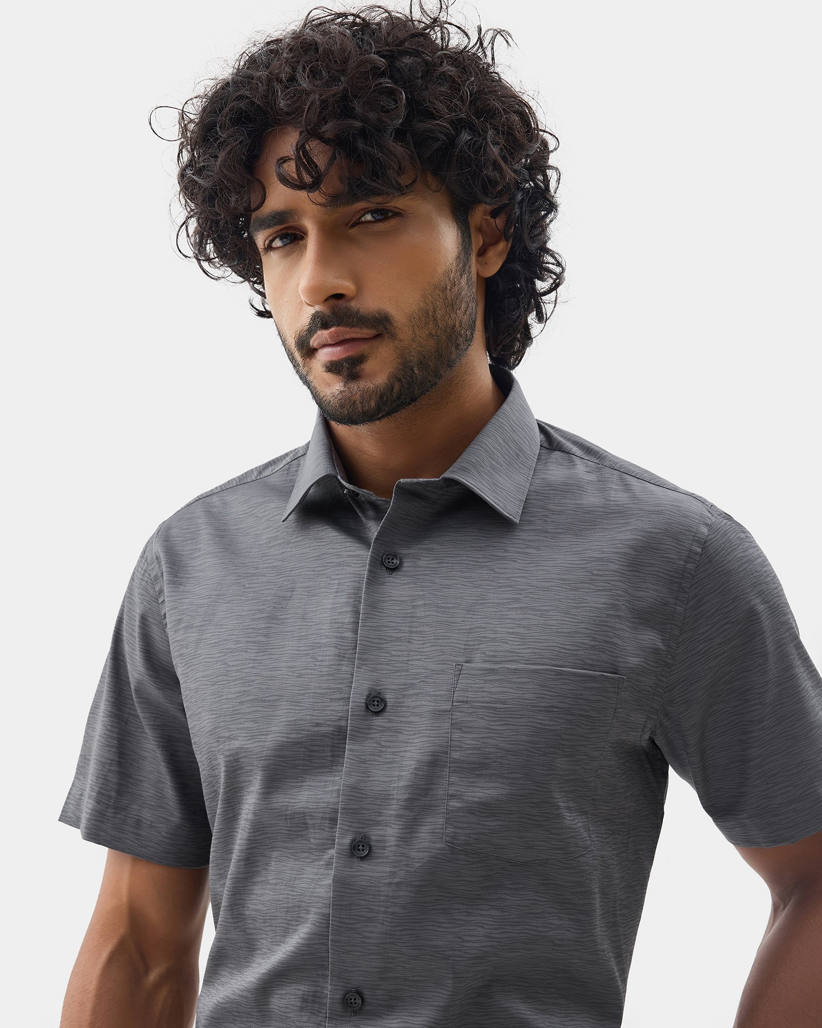 Charcoal Grey Printed Shirt - Montero
