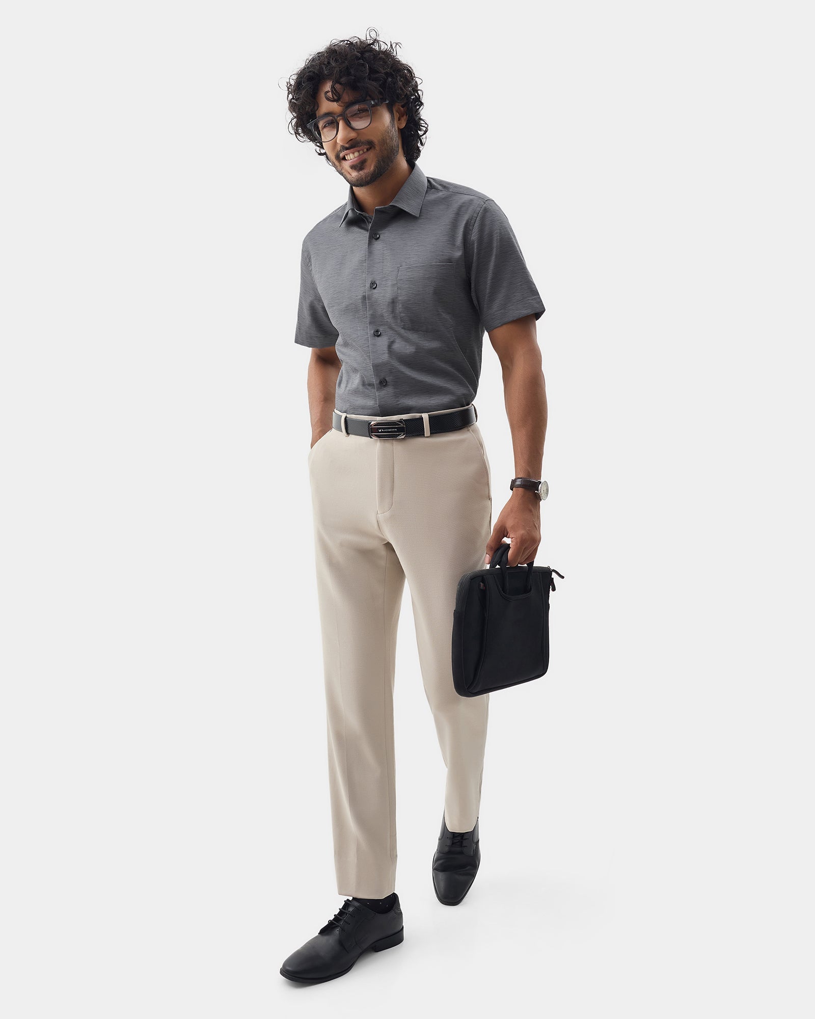 Charcoal Grey Printed Shirt - Montero