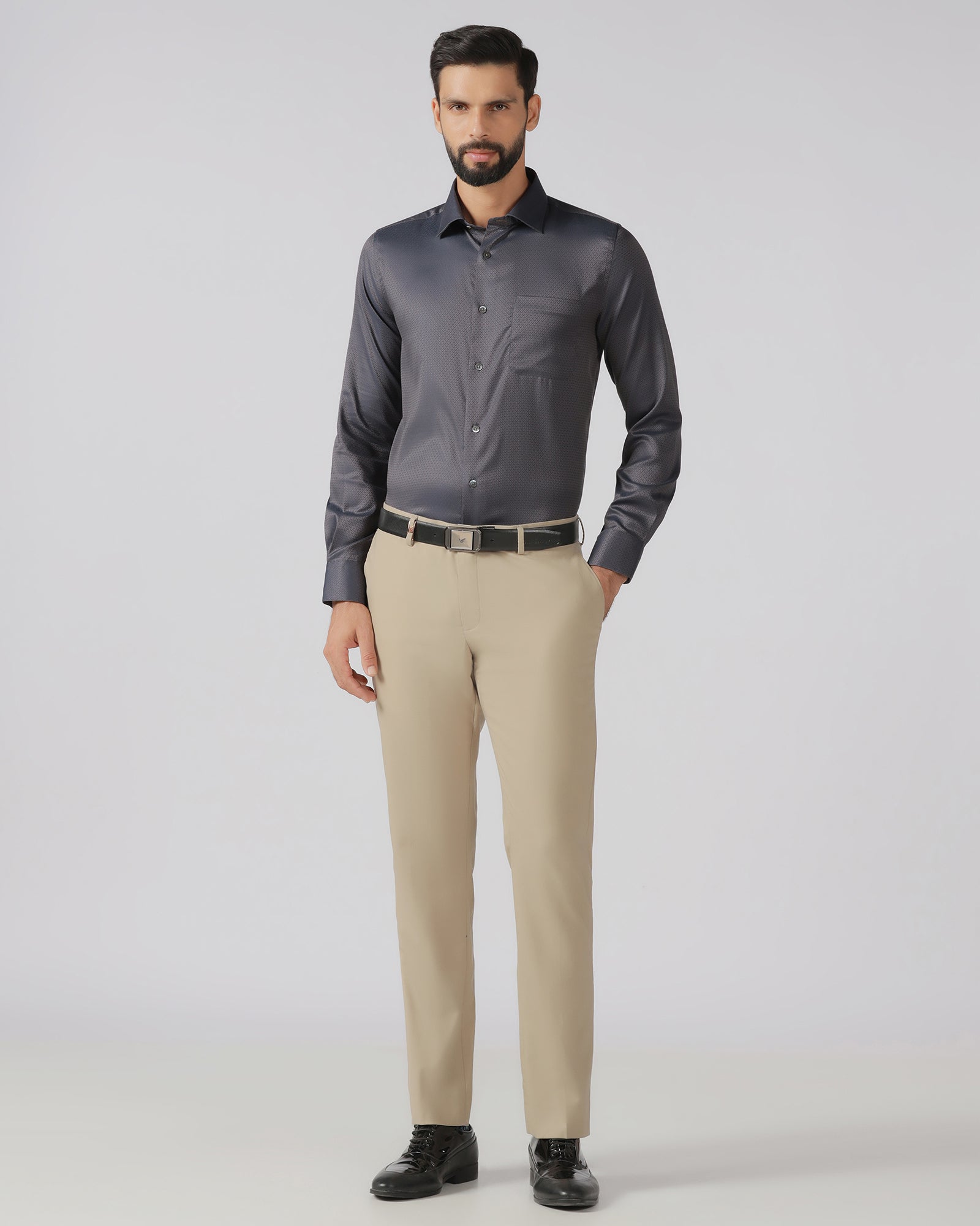 Charcoal Luxe Jacquard Shirt - Mirror