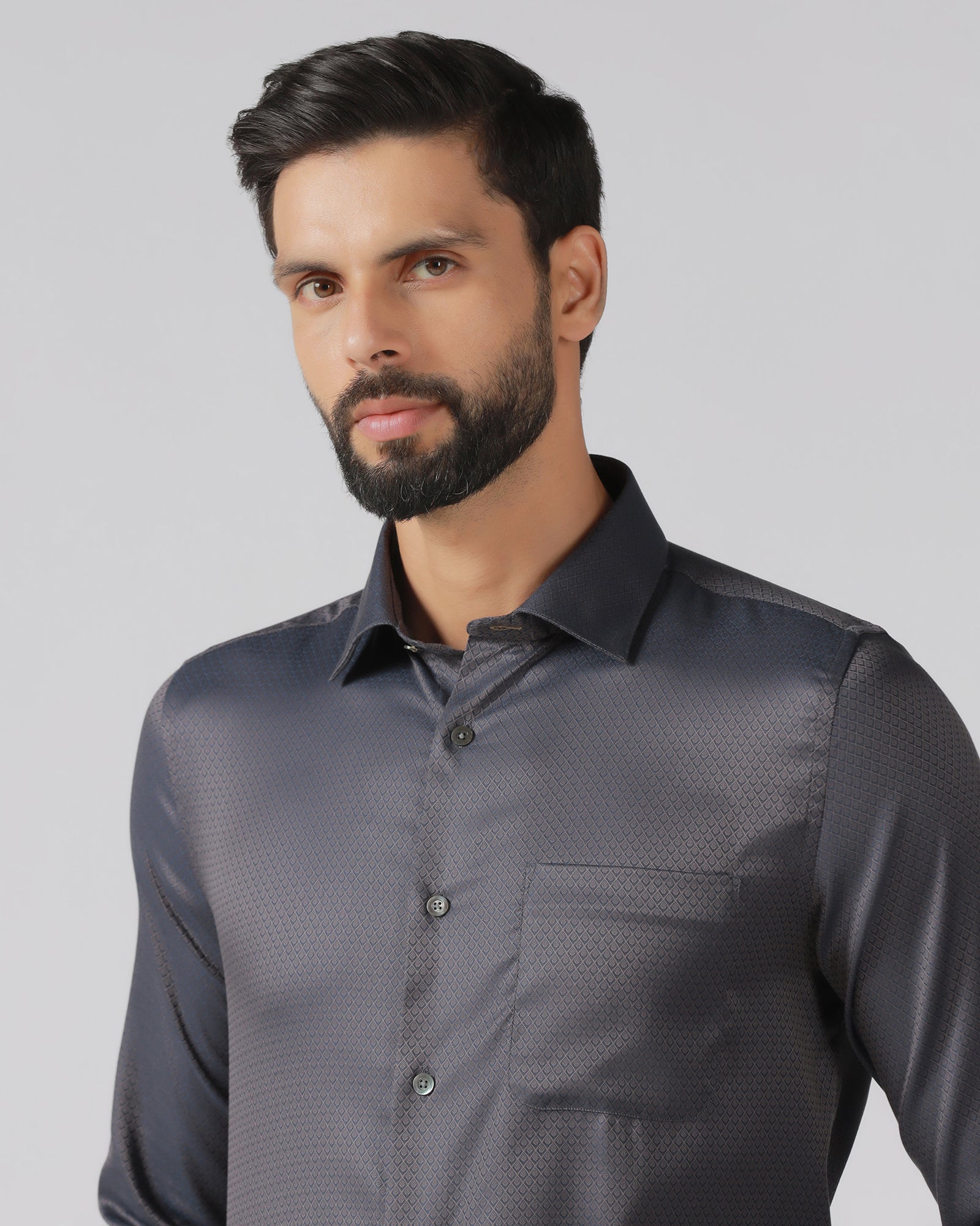 Charcoal Luxe Jacquard Shirt - Mirror