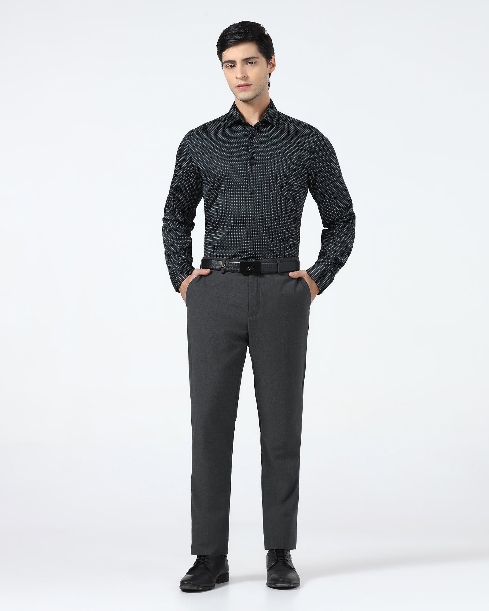 Charcoal Luxe Solid Trouser - Mike