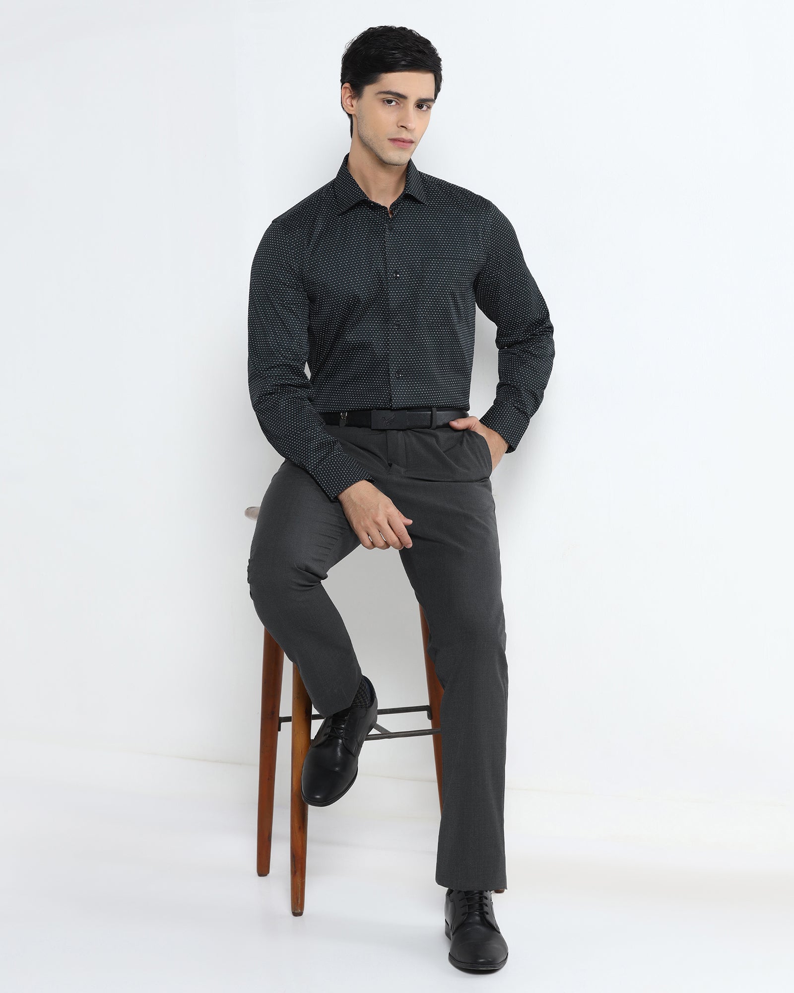 Charcoal Luxe Solid Trouser - Mike