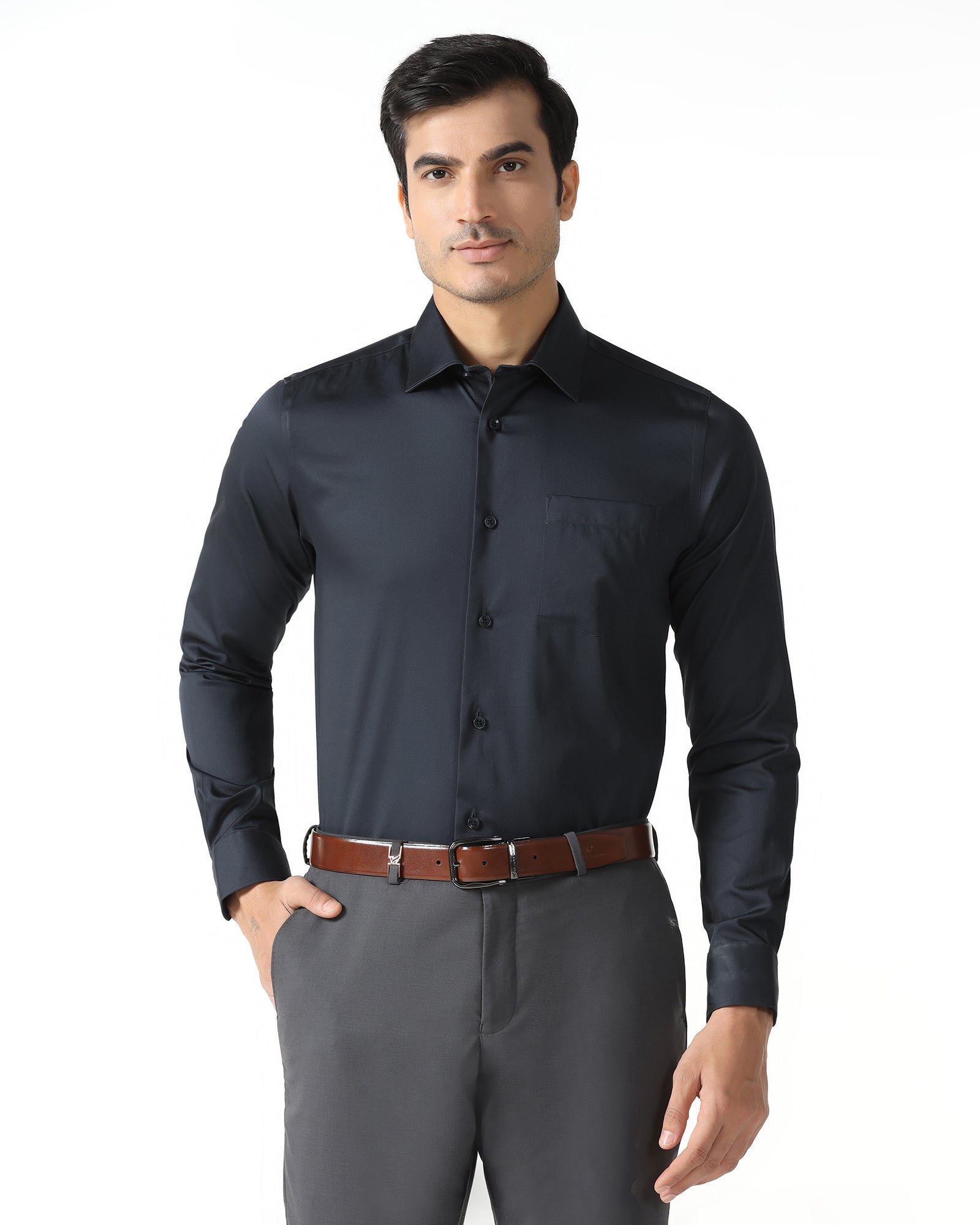 Charcoal Non Iron Solid Shirt - Sylvia