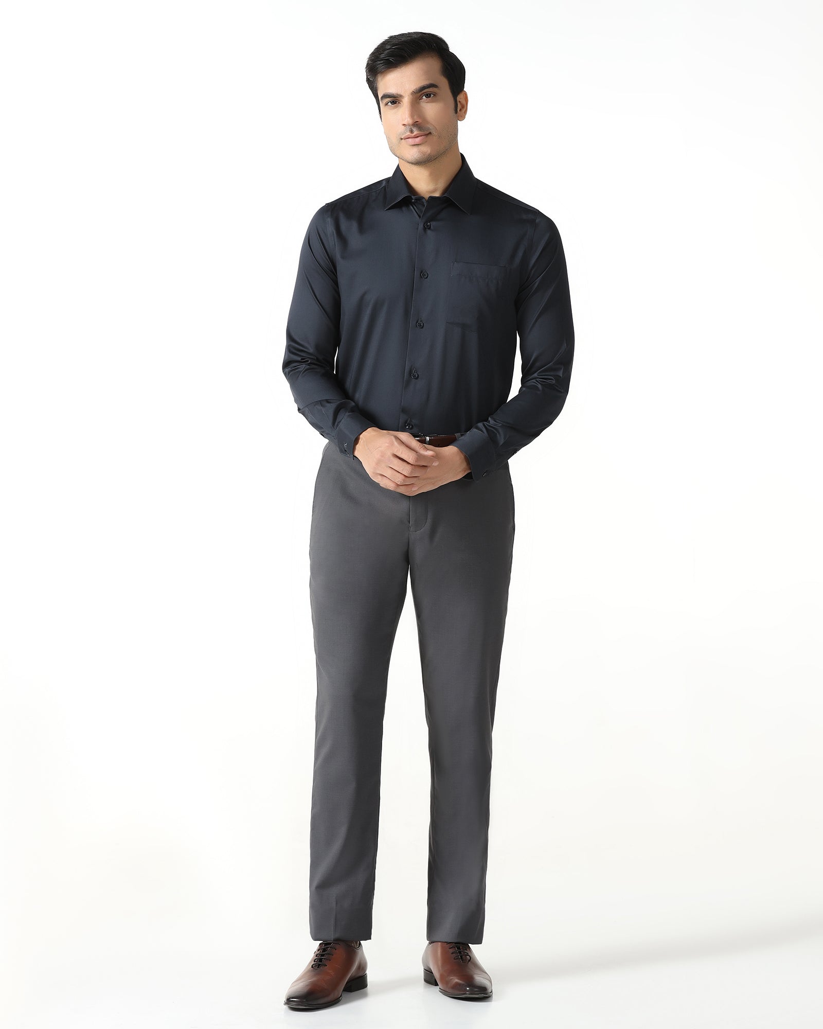 Charcoal Non Iron Solid Shirt - Sylvia