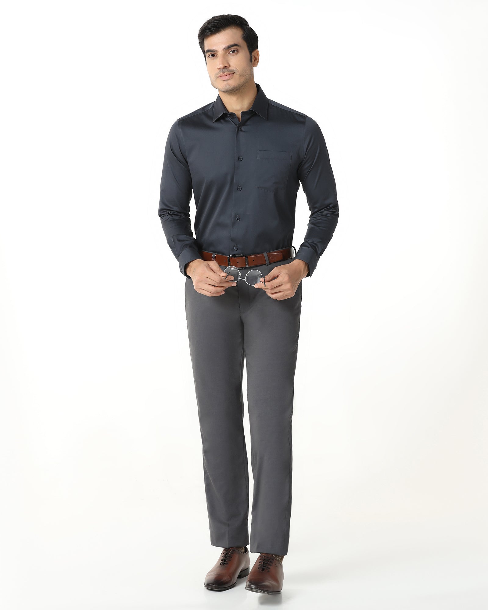 Charcoal Non Iron Solid Shirt - Sylvia