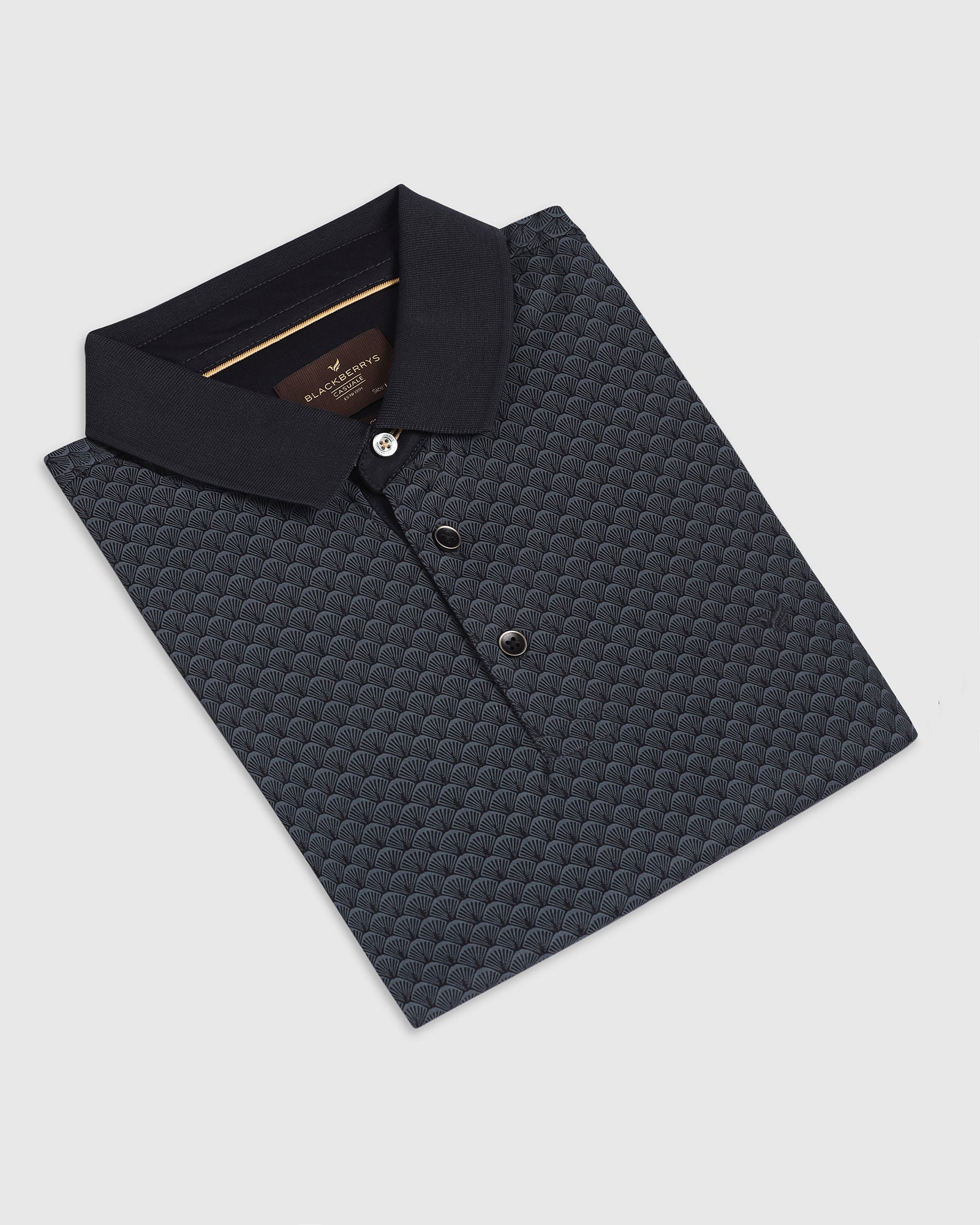 Charcoal Abstract Print Polo - Deco