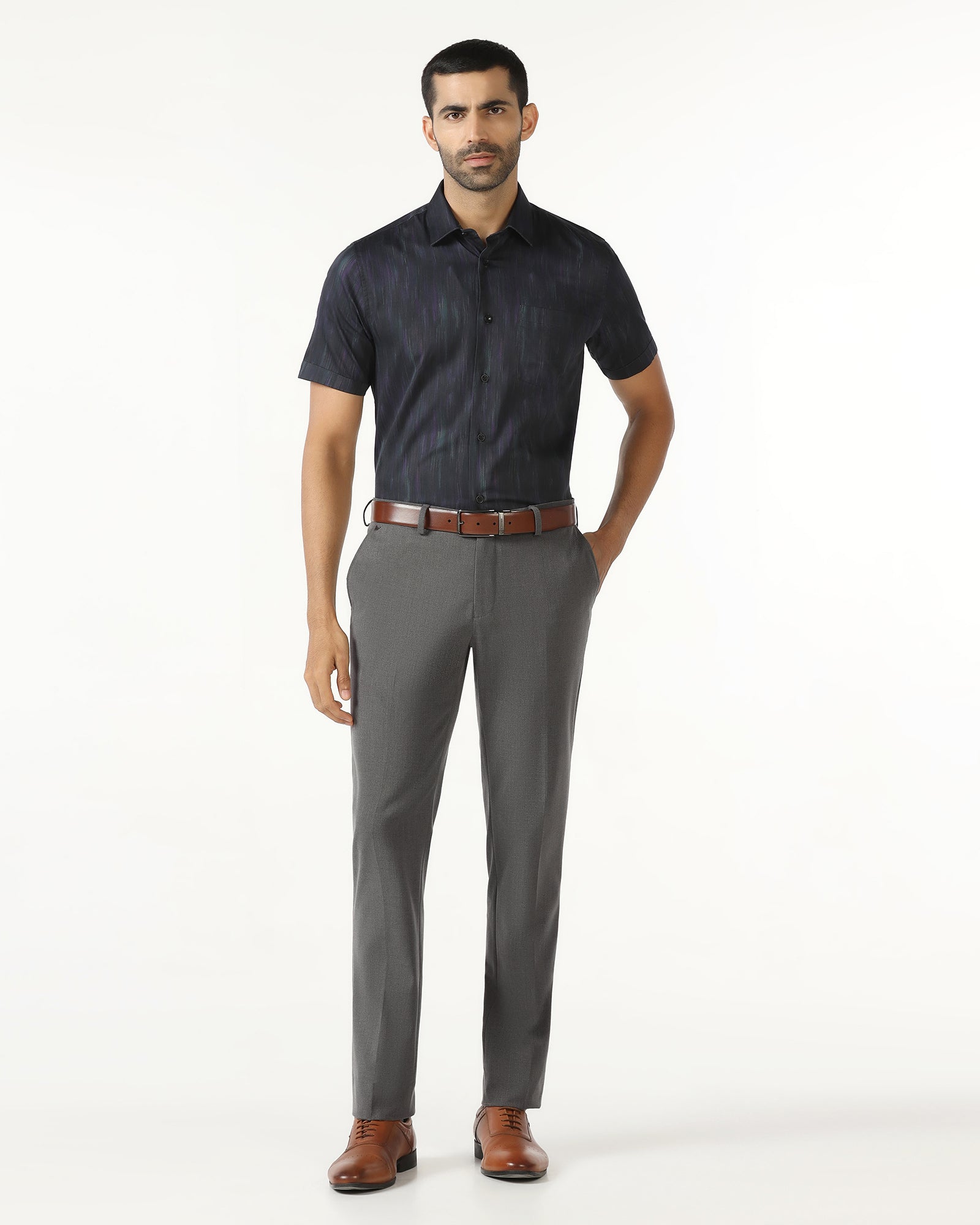 Charcoal Solid Trouser - Sedra