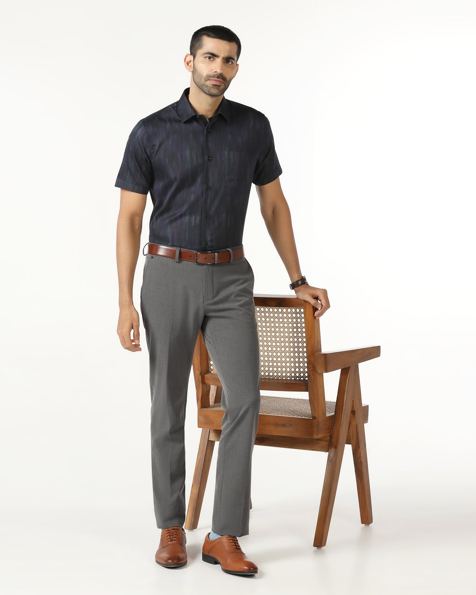 Charcoal Solid Trouser - Sedra