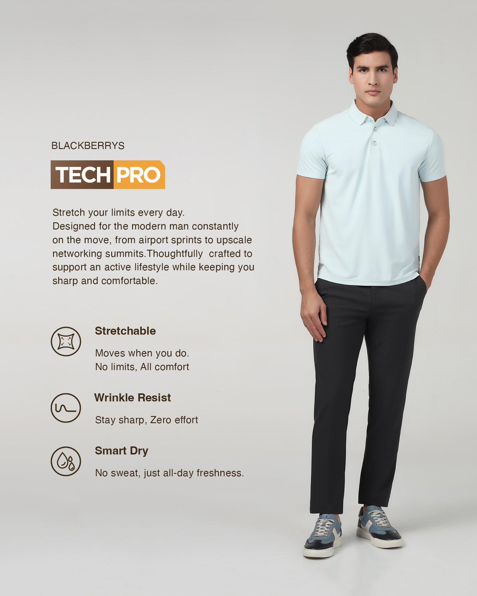 Charcoal TechPro Solid Trouser - Ashley