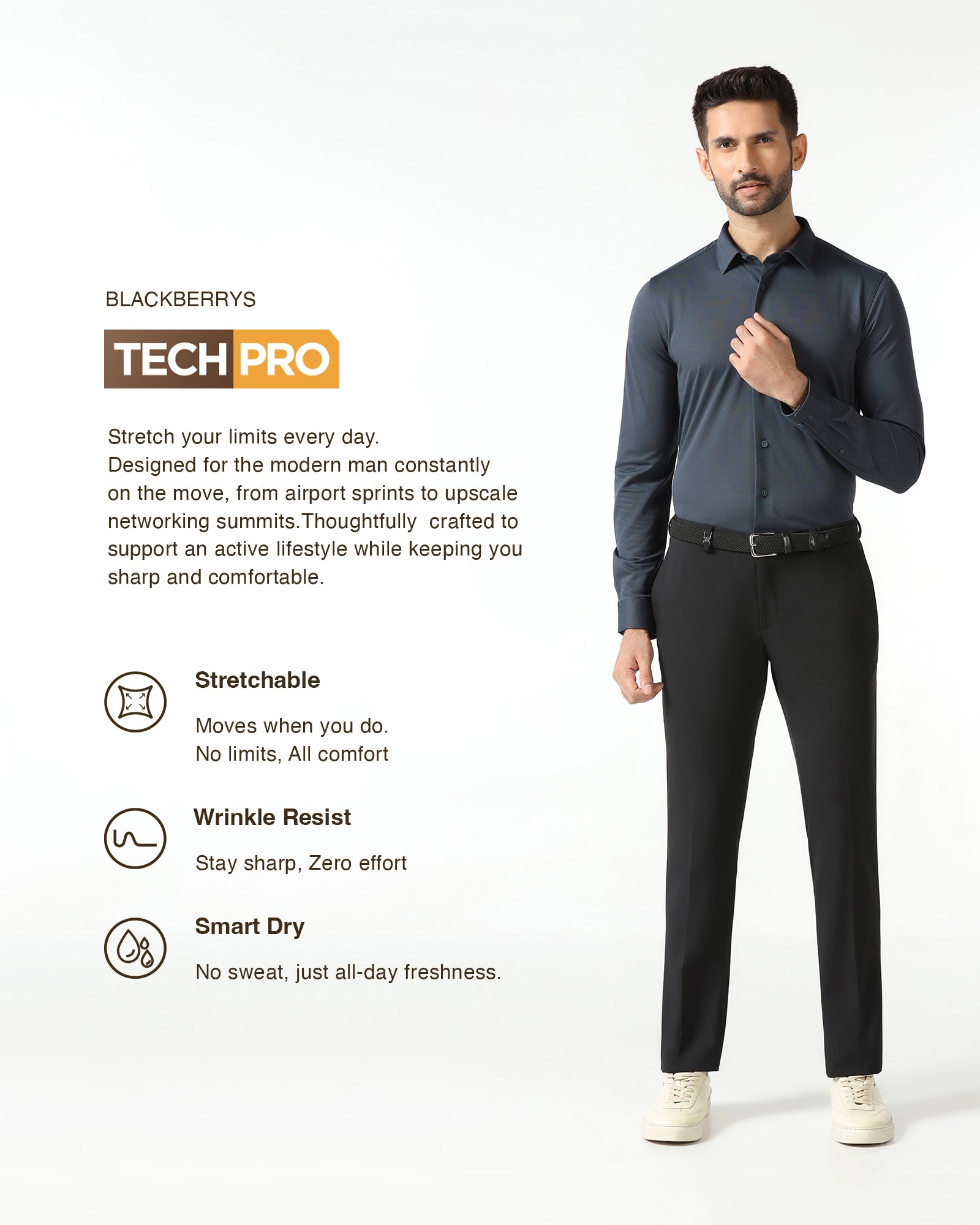 Charcoal TechPro Stripe Shirt - Keish