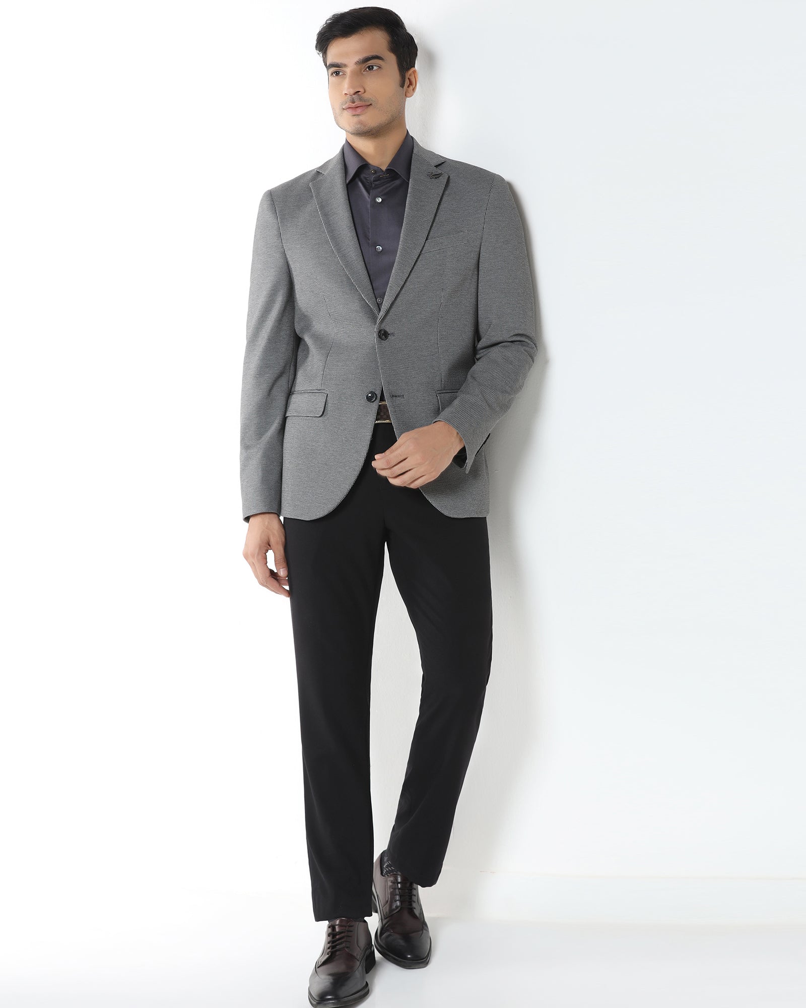 Charcoal Textured Blazer - Artura