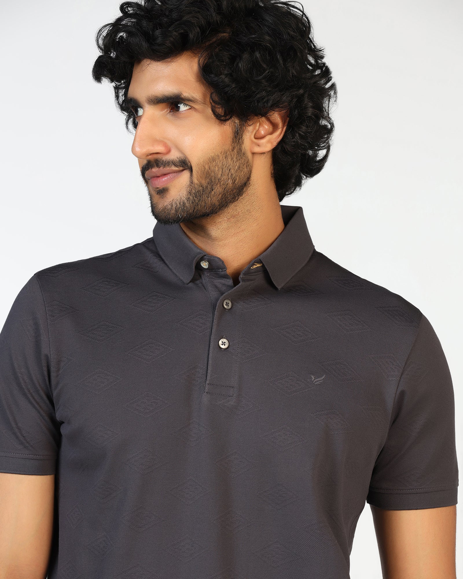 Charcoal Textured Polo - Wayne