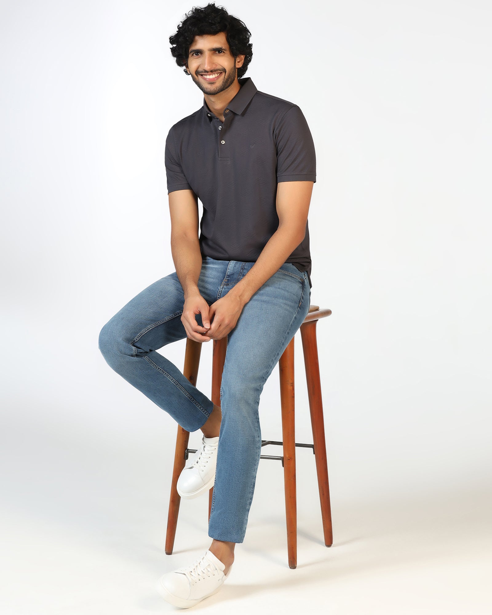 Charcoal Textured Polo - Wayne