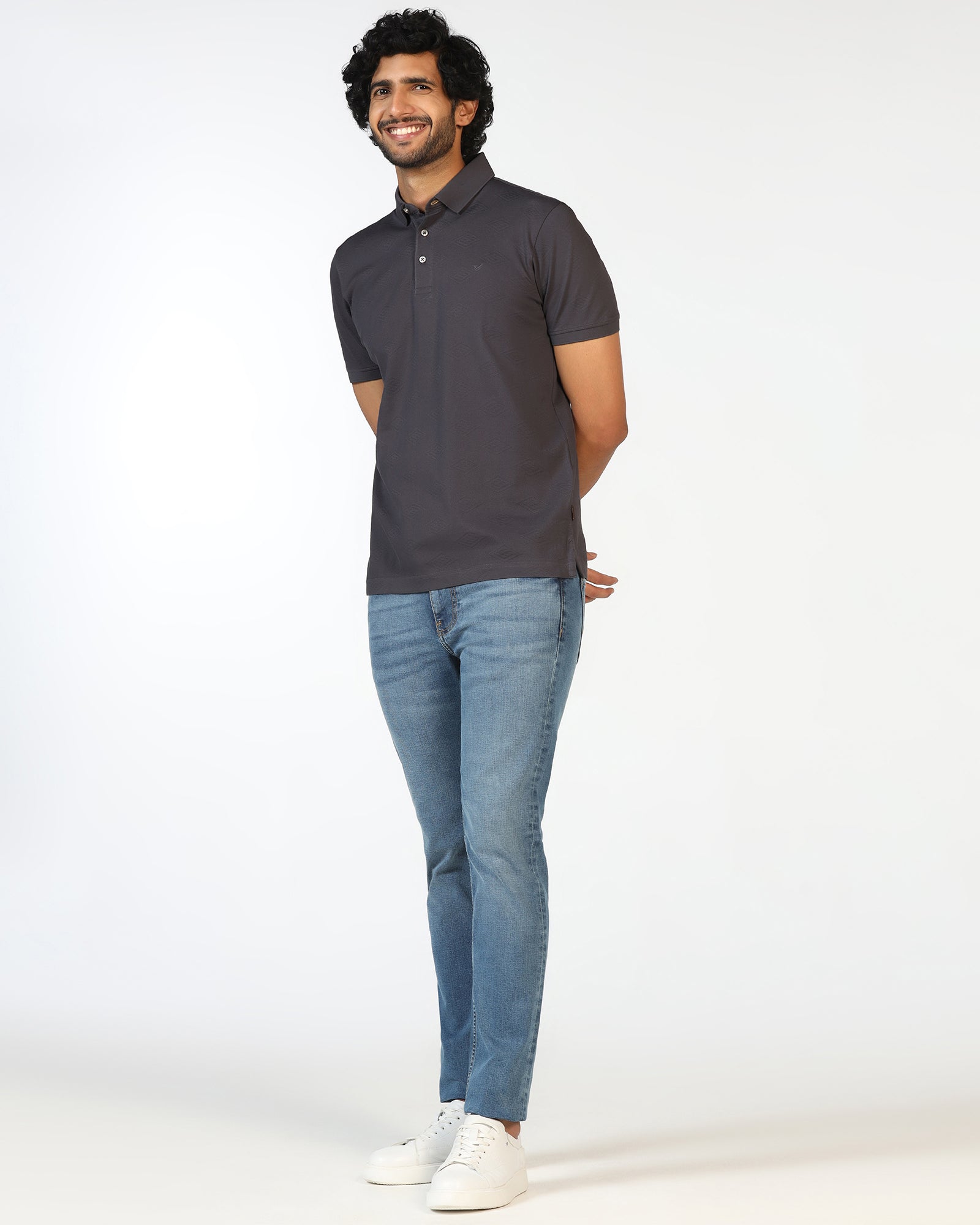 Charcoal Textured Polo - Wayne