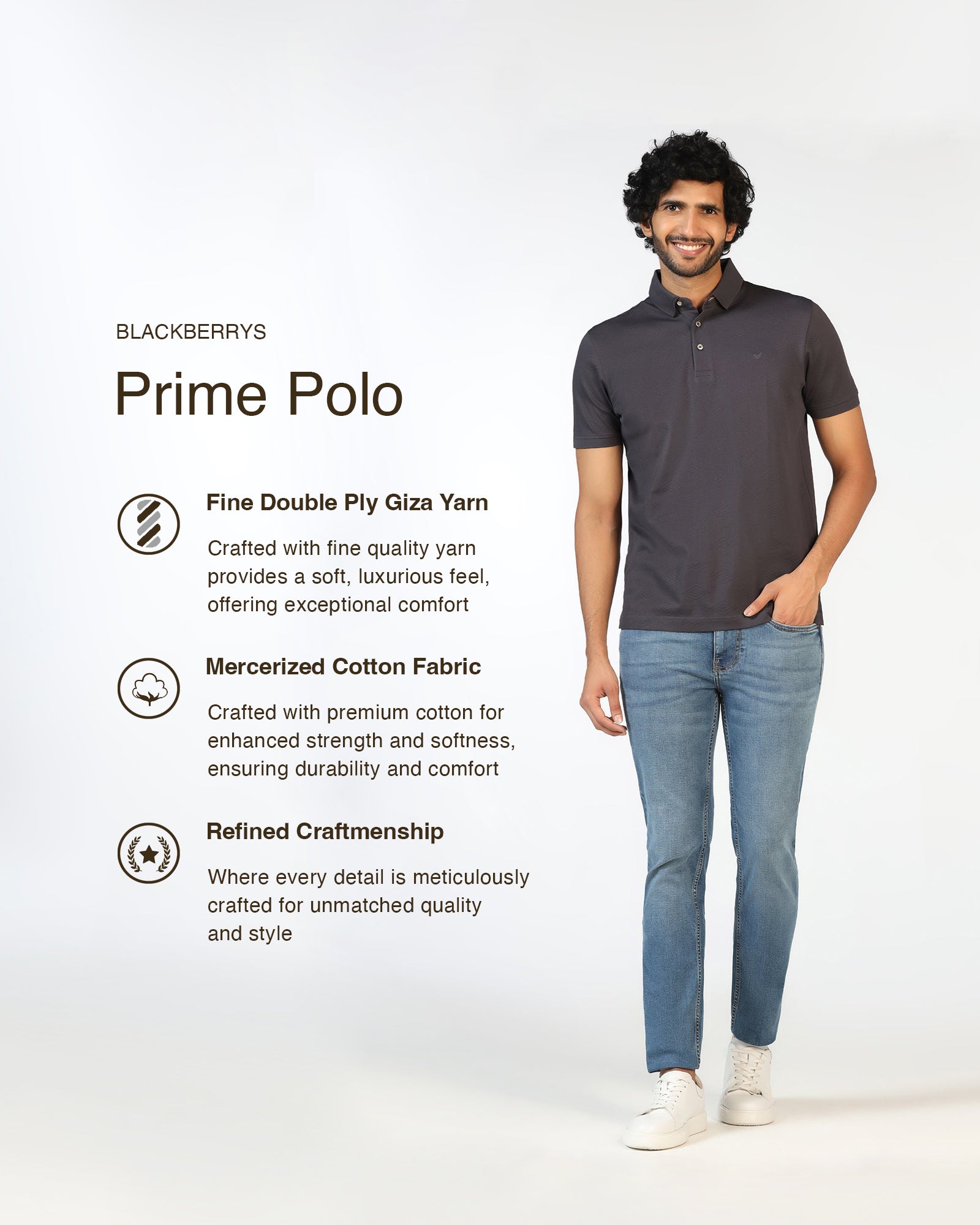 Charcoal Textured Polo - Wayne