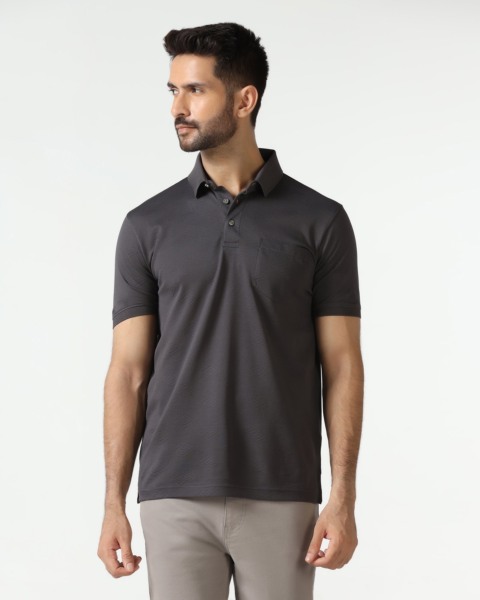 Charcoal Textured Polo - Wayne